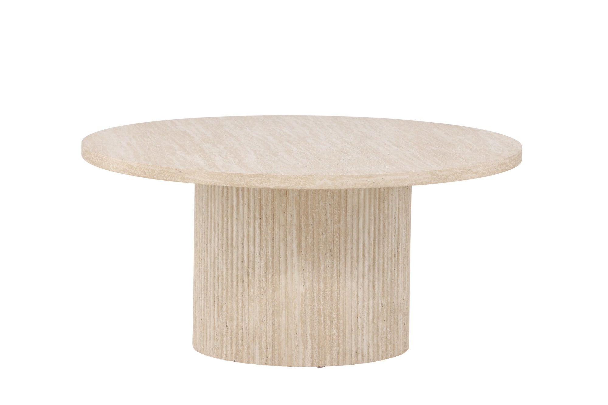 Venture Home Couchtisch »Härön, runder Couchtisch in Travertinoptik, Ø 80 cm« Sofatisch, MDF, 3D-Papier, rund, niedrig, edel