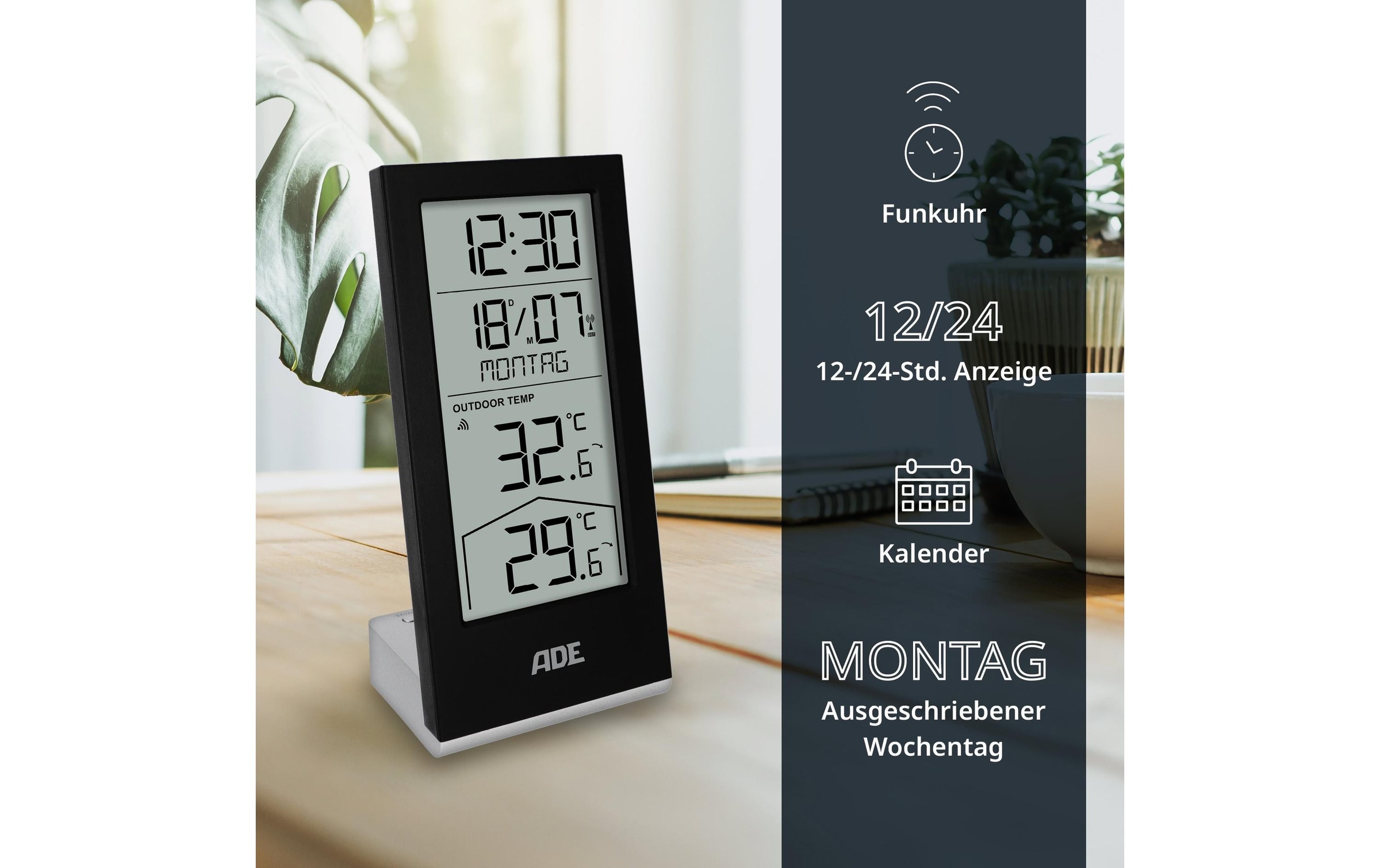 ADE Funkwetterstation »mit Funk-Aussensensor«