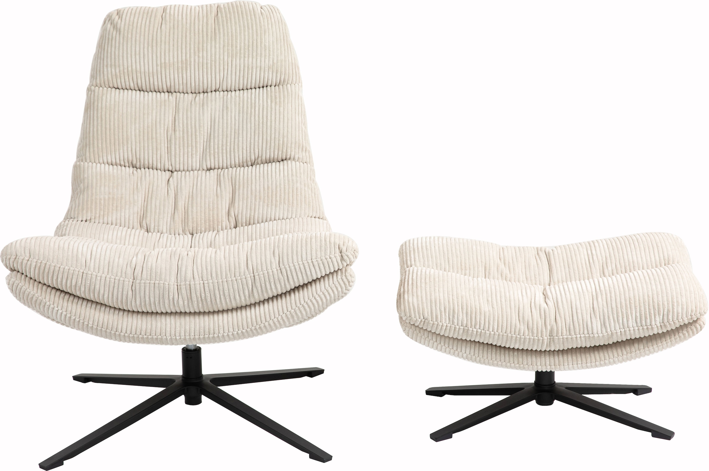 Duo Collection Relaxsessel »Porto« 360° drehbar, doppelte Polsterung, mit Hocker, bis 115 kg belastbar
