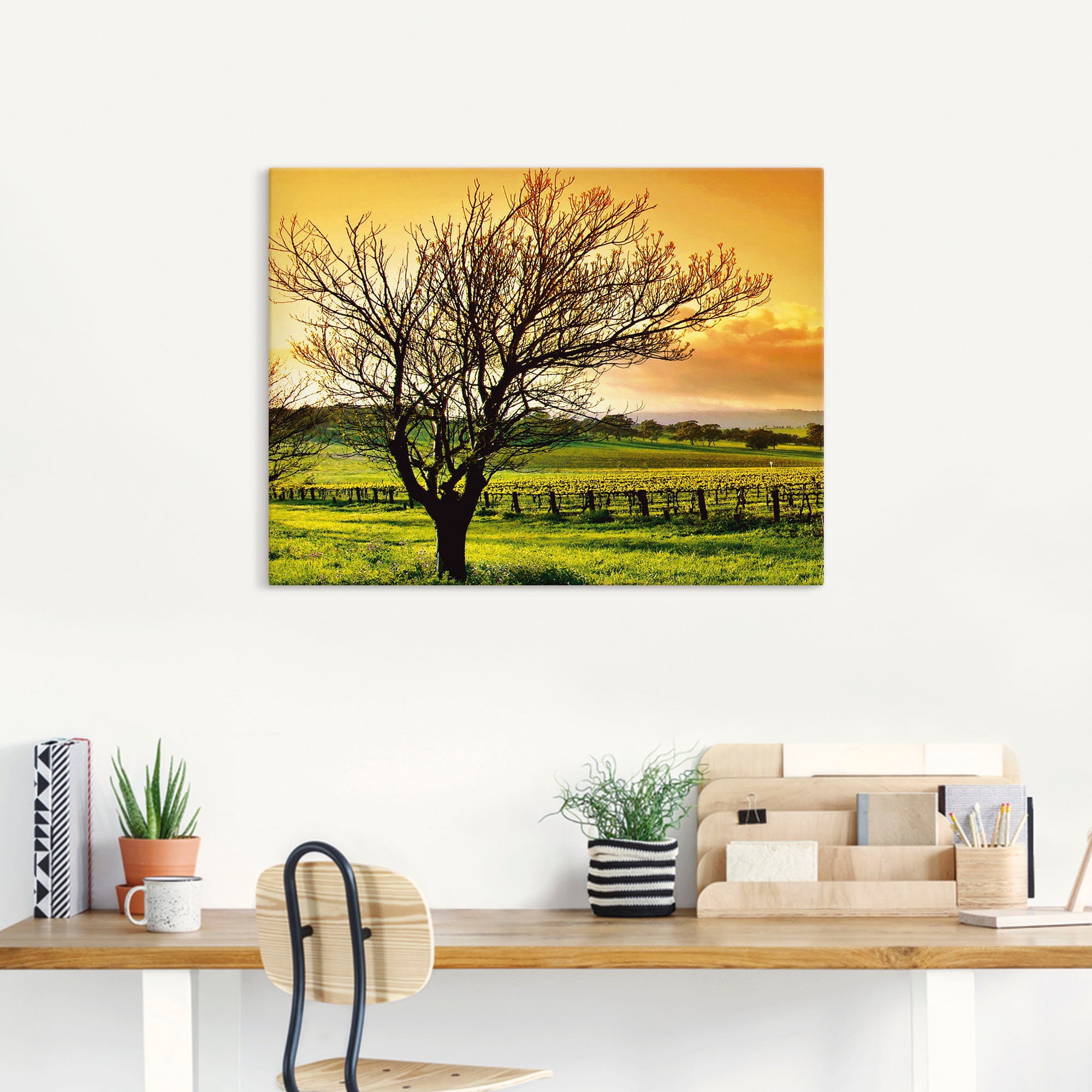 Artland Tableau sur toile »Landschaft mit Weinbergen« 1 cuis tlg. auf Holzrahmen gespannt