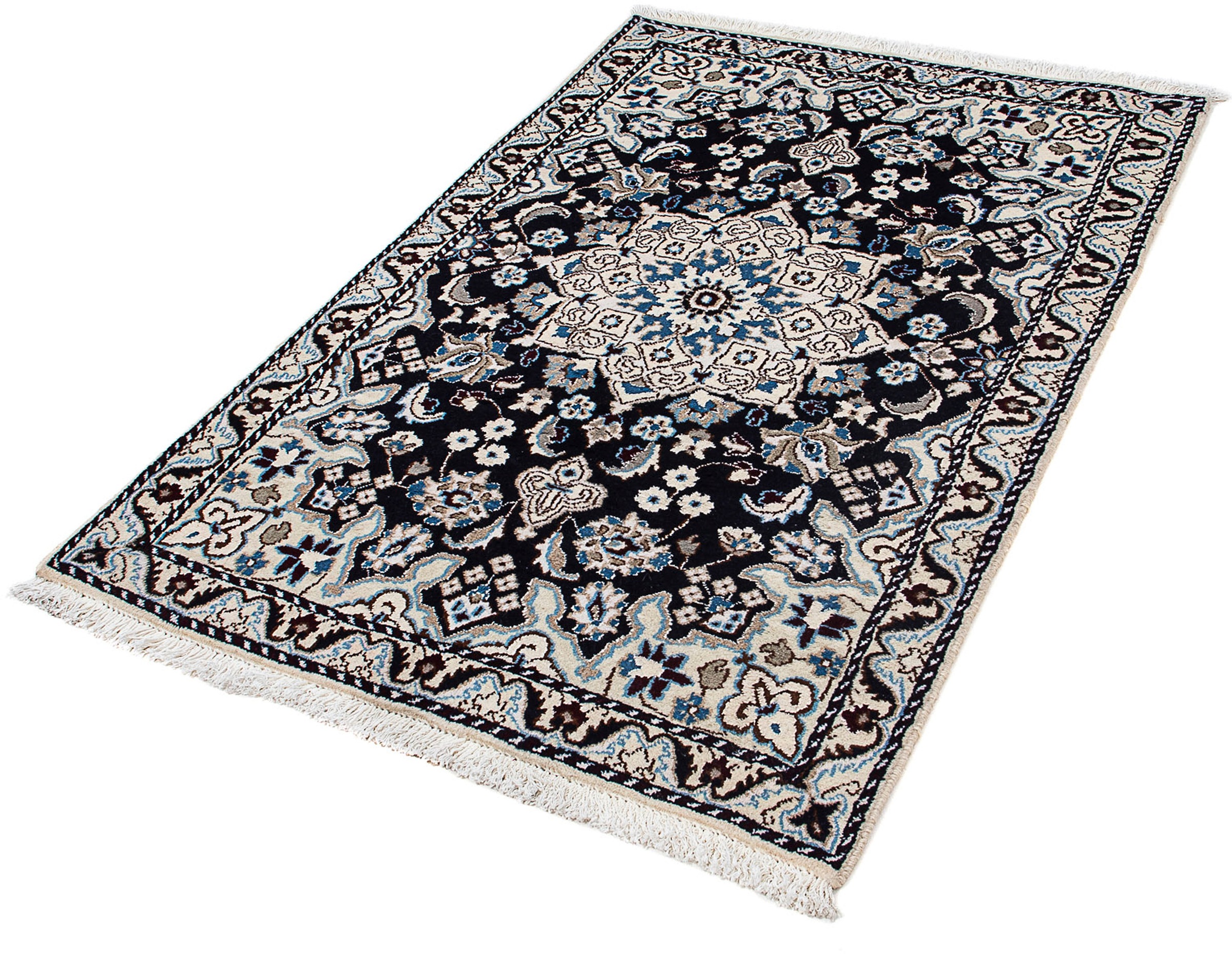 Image of morgenland Orientteppich »Perser - Nain - 137 x 92 cm - dunkelblau«, rechteckig, 10 mm Höhe, Wohnzimmer, Handgeknüpft, Einzelstück mit Zertifikat bei Ackermann Versand Schweiz