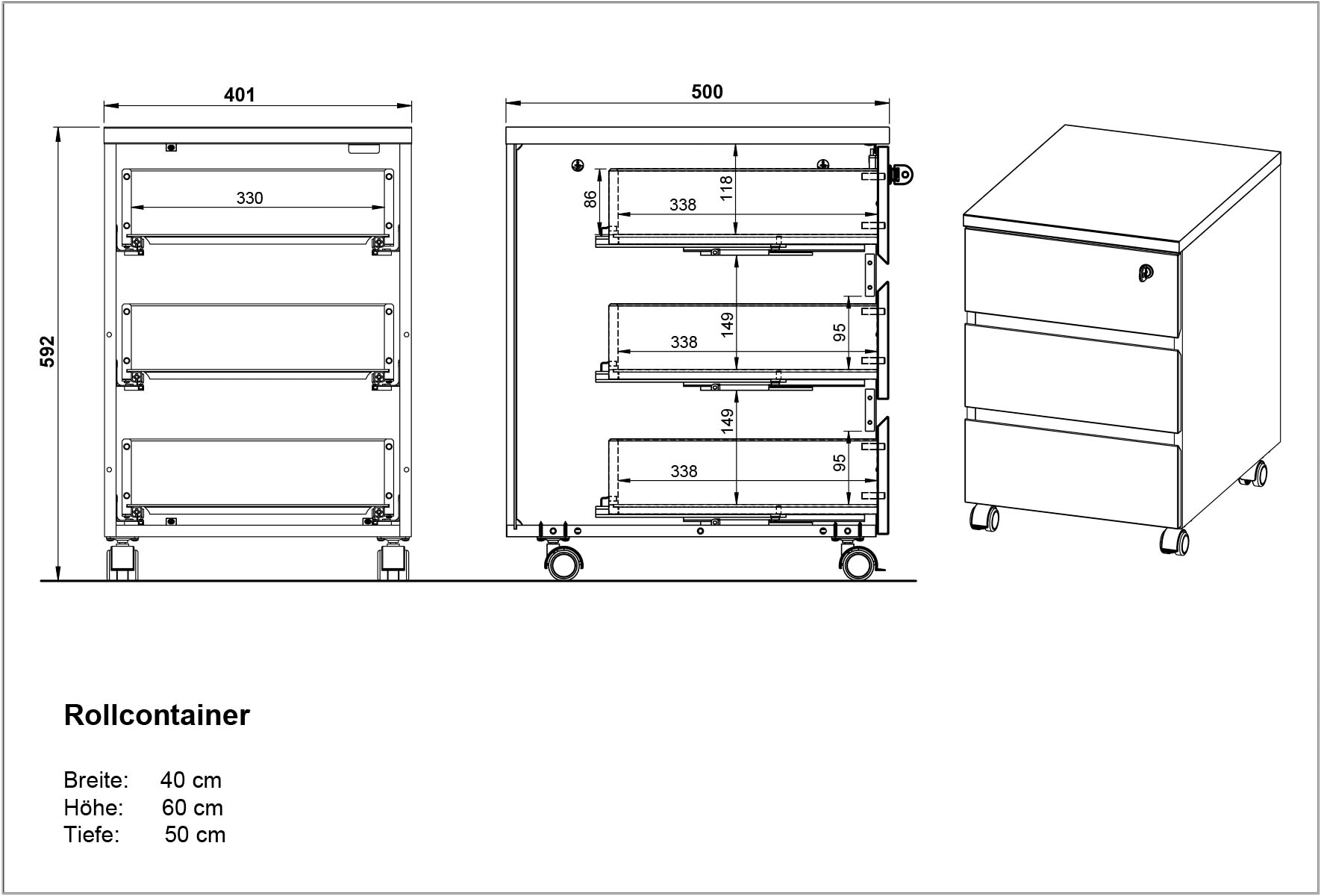 GERMANIA Rollcontainer »GW-Lissabon Rollcontainer«, mit abschliessbarer Schublade