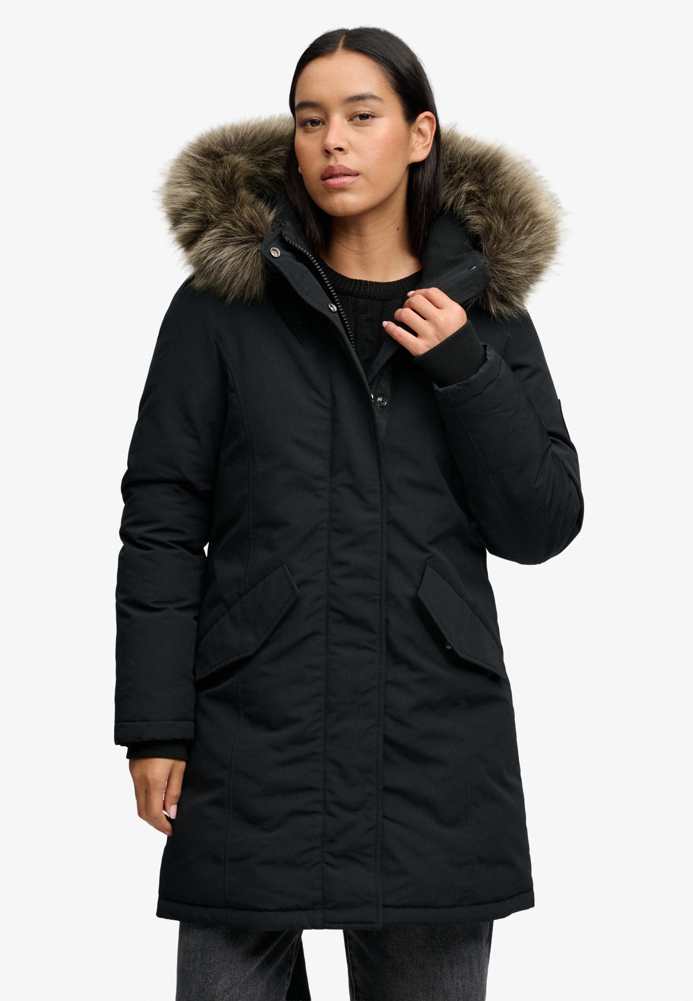 Superdry Parka »HOODED EVEREST PARKA JACKET« avec capuche Kunstfaser, relaxed fit
