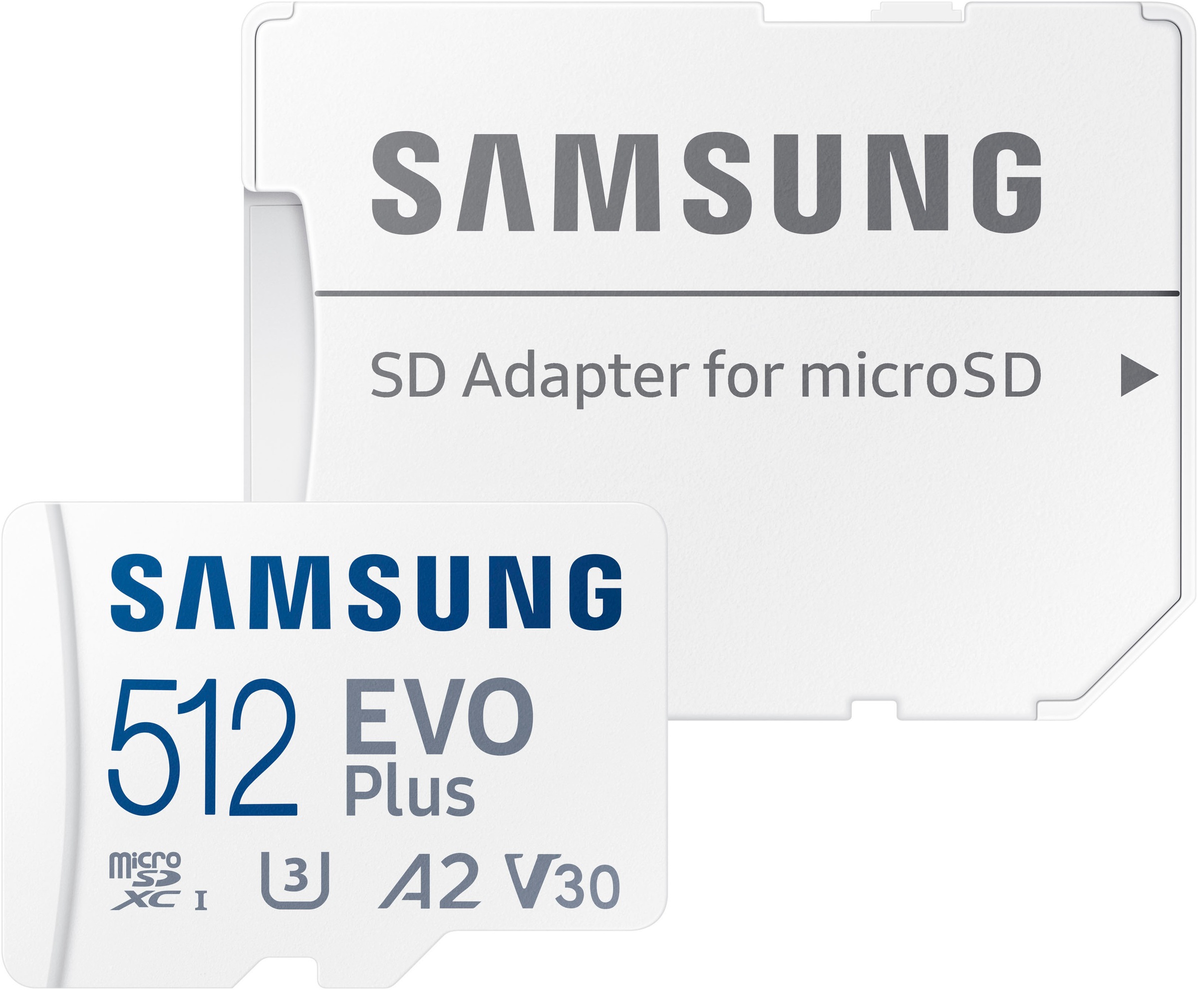 Image of Samsung Speicherkarte "EVO Plus (2024) inkl. SD-Adapter" (512 GB Video Speed Class 30 (V30)/UHS Speed Class 3 (U3) 160 MB/s Lesegeschwindigkeit)
