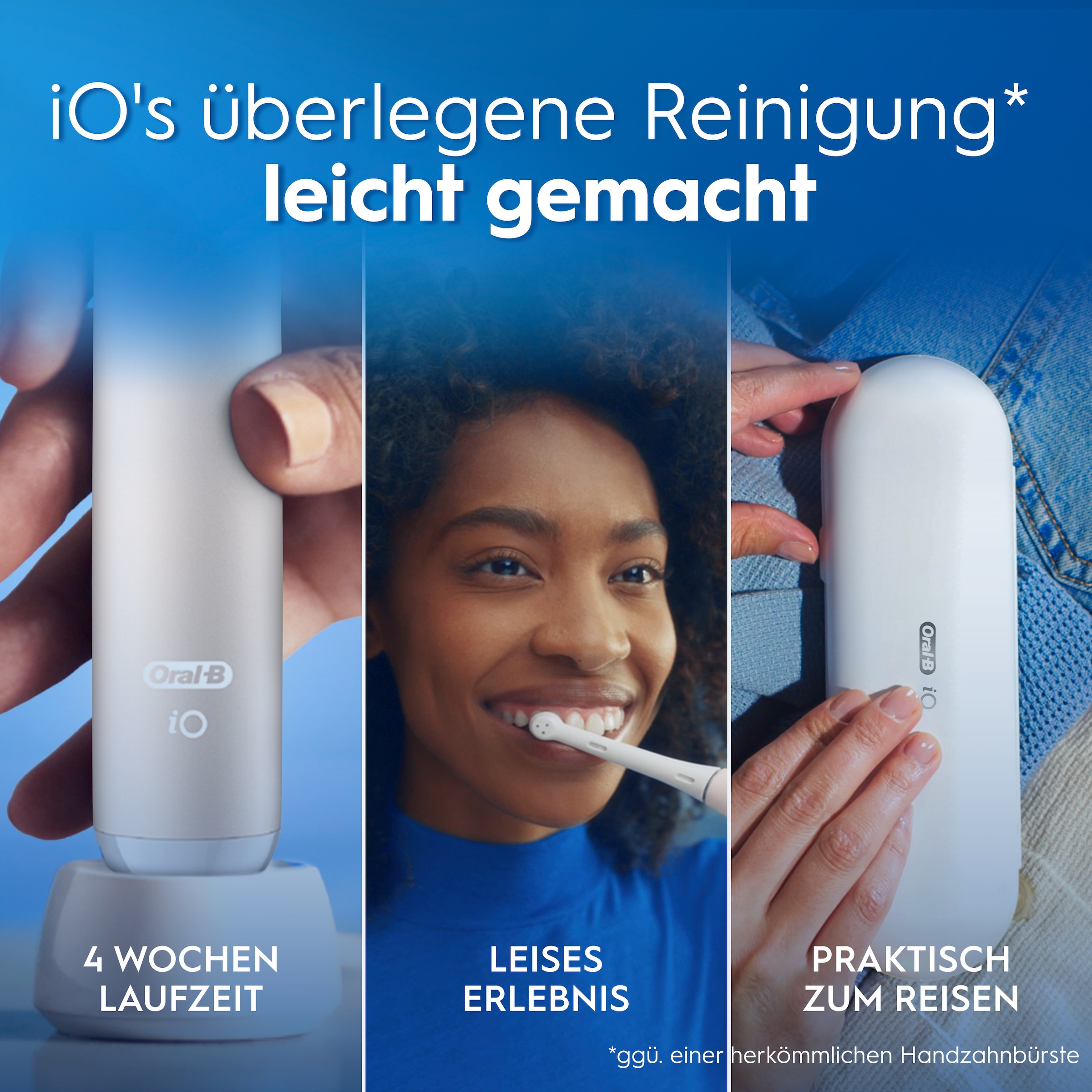 Oral-B Brosse à dents électrique »iO Series 2« 1 cuis Aufsteckbürsten pour un nettoyage en douceur, étui de voyage, support pour brosses amovibles