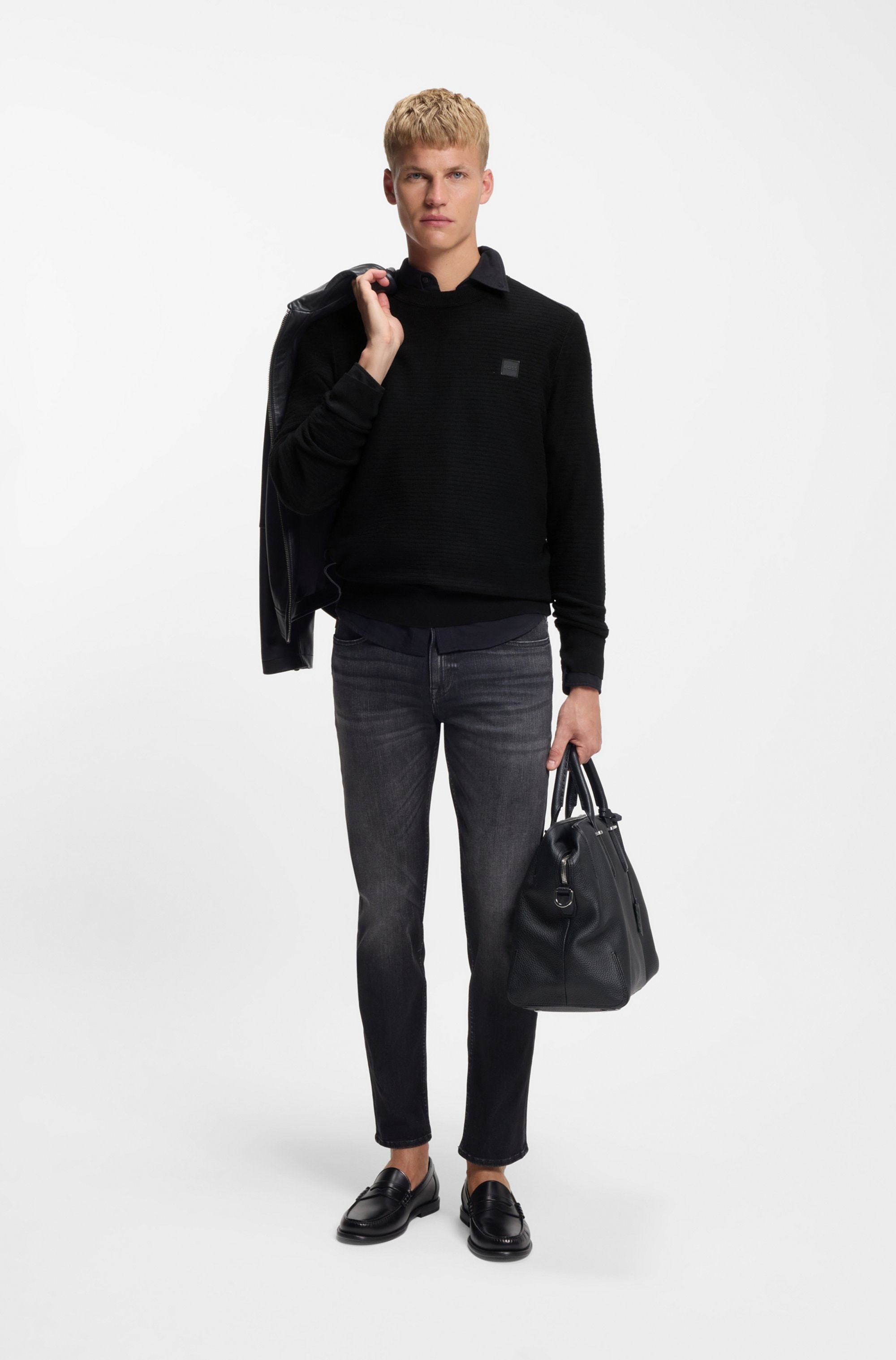 BOSS ORANGE Pull en tricot »Anion« Rundhalsausschnitt, Regular Fit, BOSS-Label