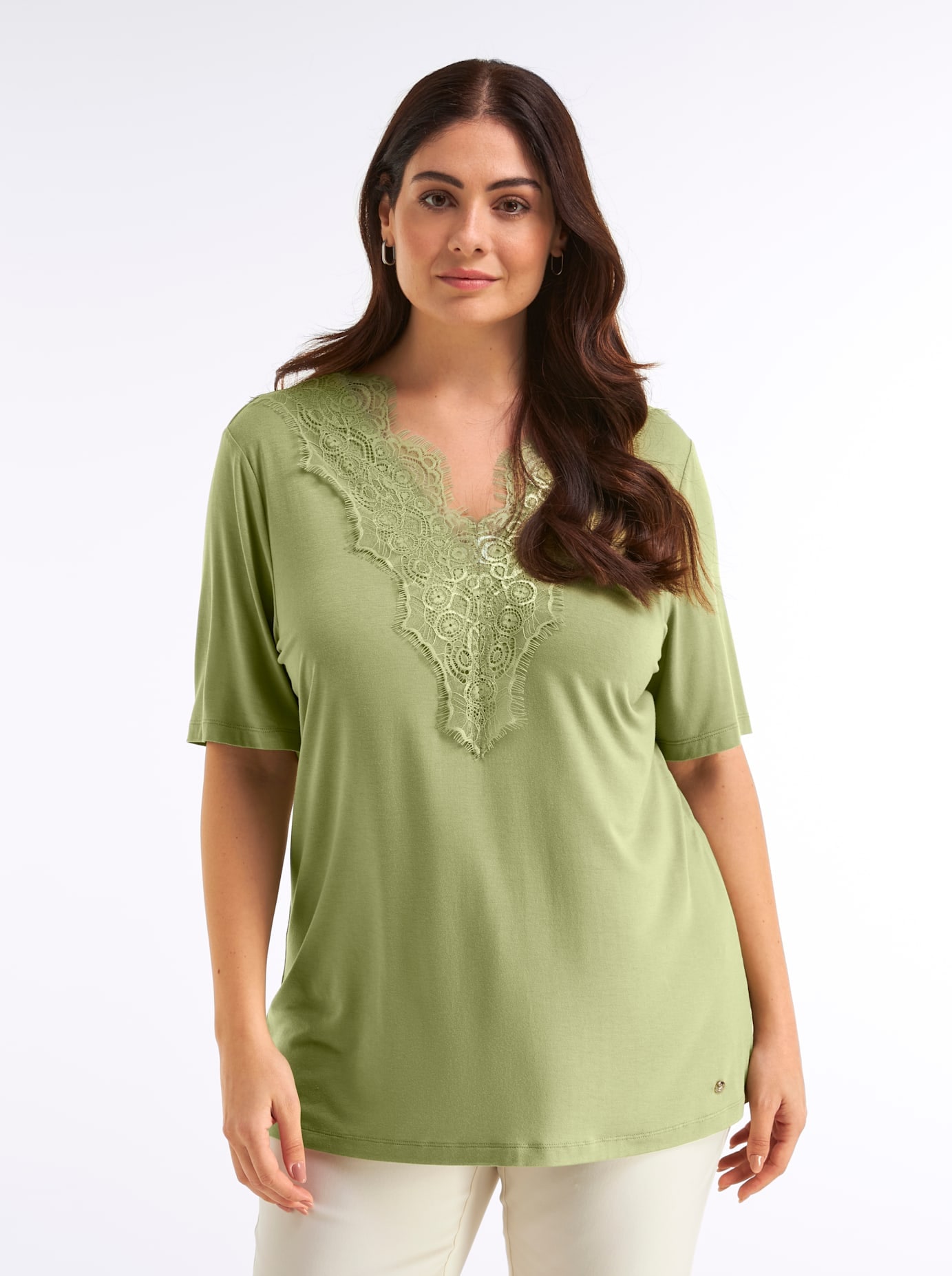 Image of Sheego Spitzenshirt "Halbarmshirt" 1
