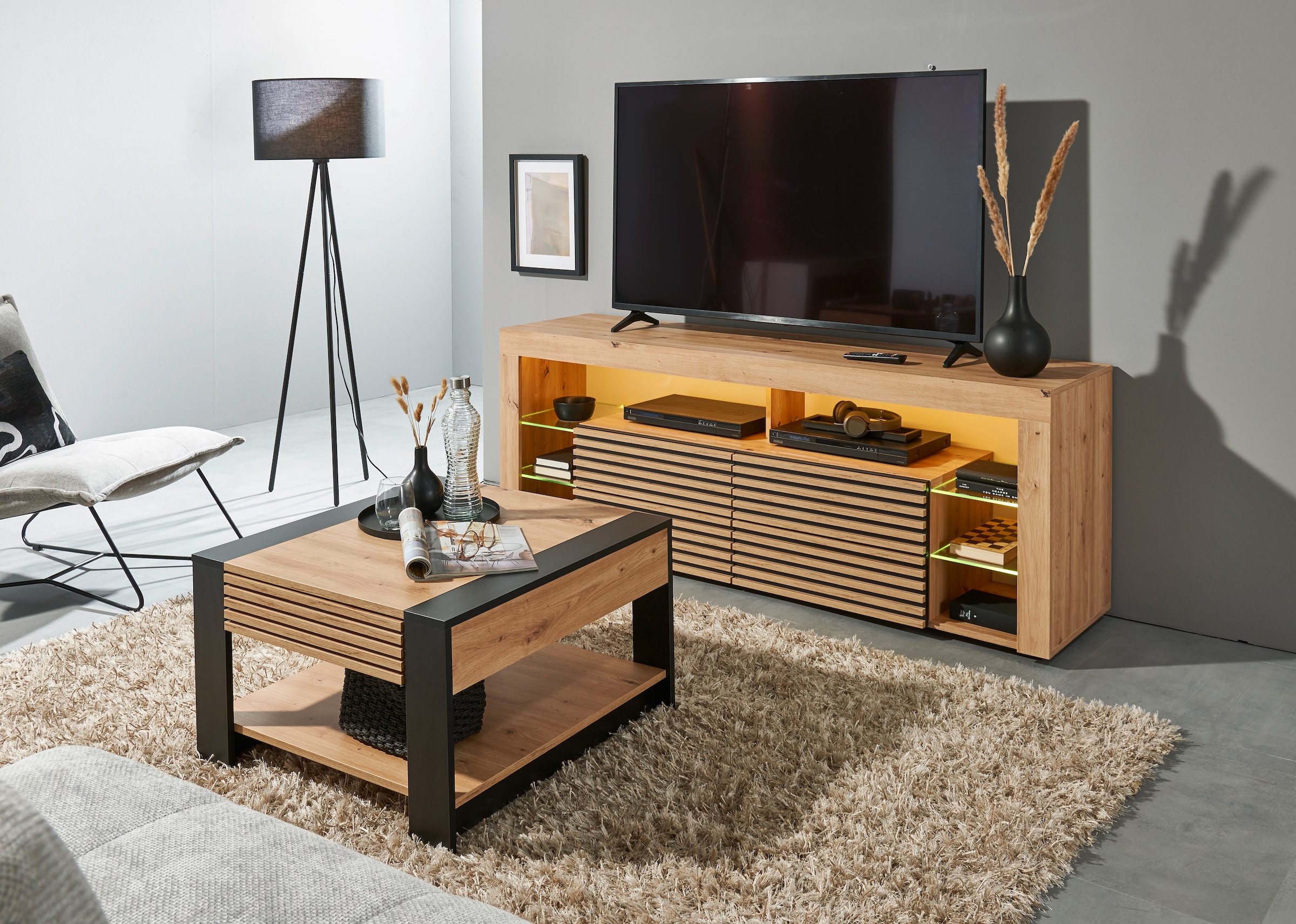 Stolkom Table basse »Feli Couchtisch B/H/T 70x42x70 cm« 1 cuis tlg. MDF, fest verleimten Stäbchen