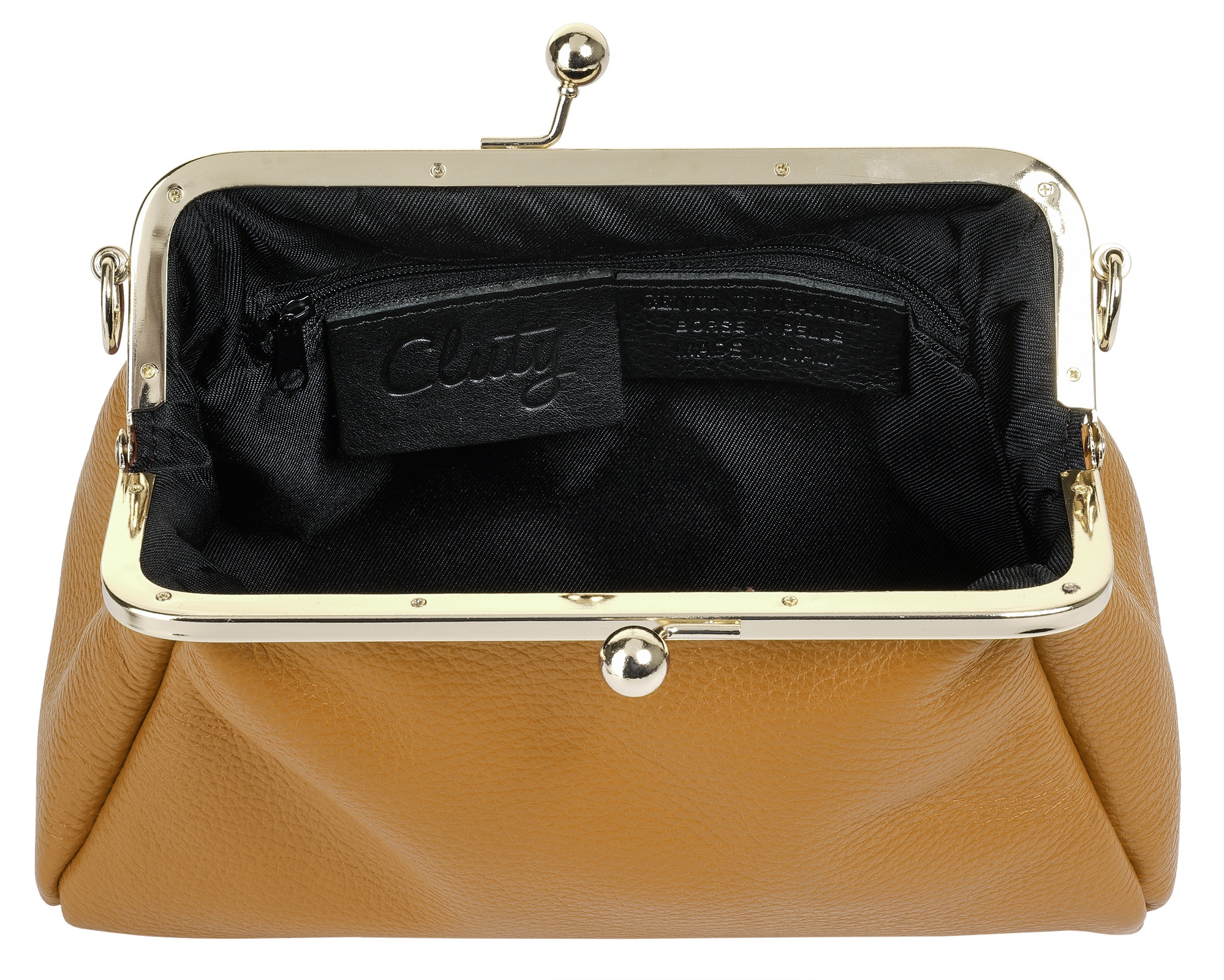 Cluty Abendtasche, echt Leder, Made in Italy