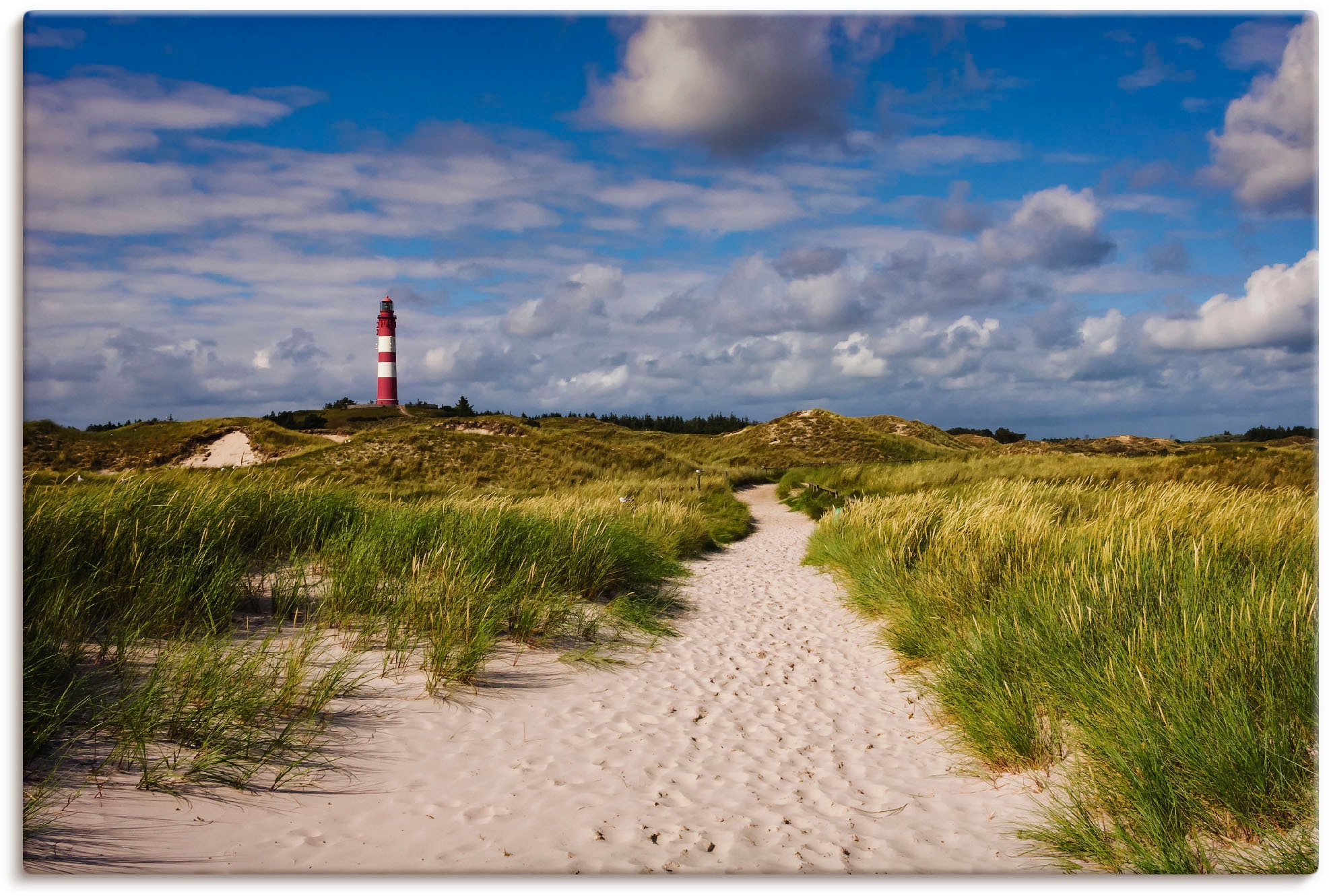 Image of Artland Leinwandbild "Strandweg zum Leuchtturm - Insel Amrum" Küste 1 Stk. tlg. auf Holzrahmen gespannt