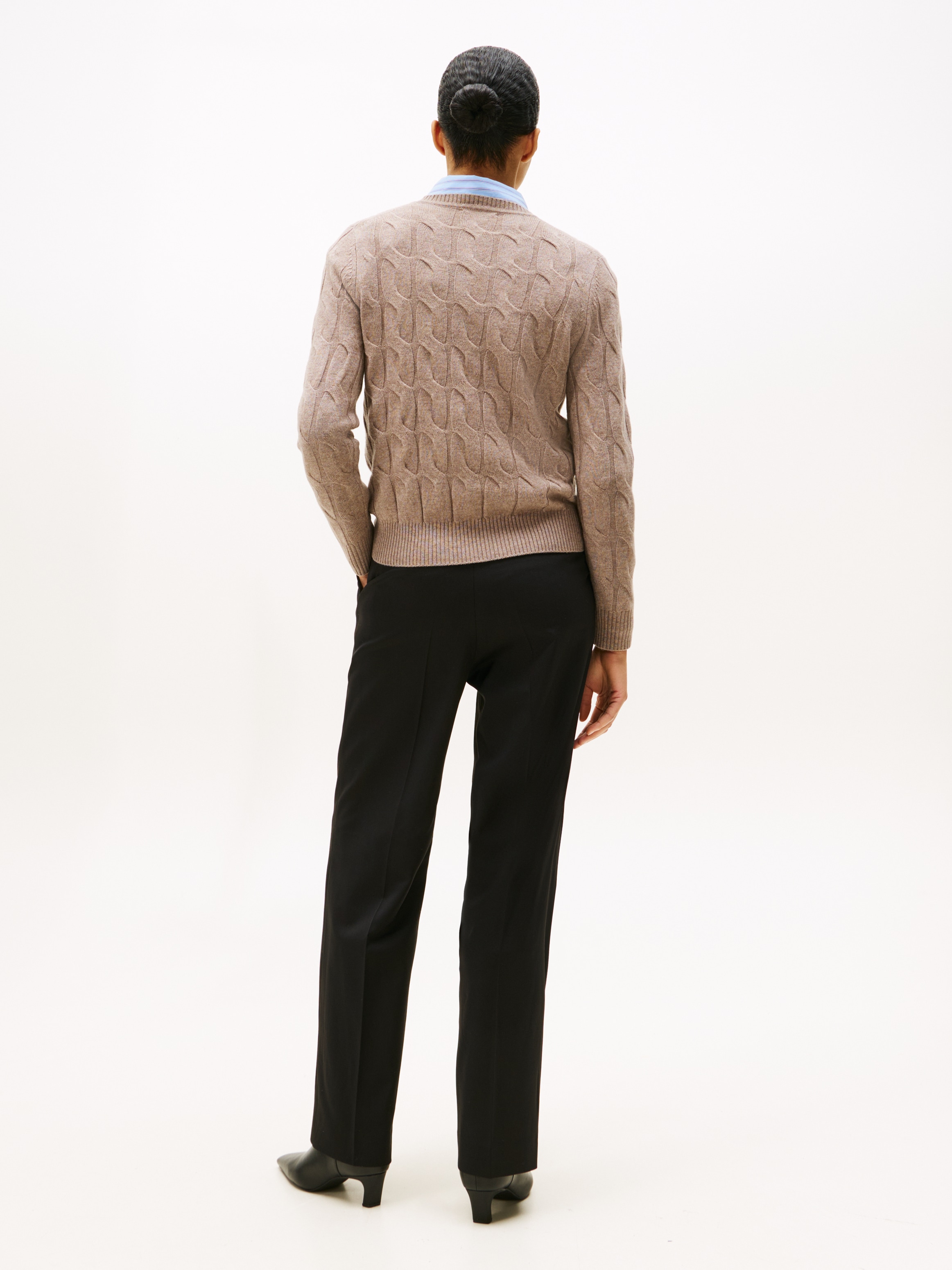 Tommy Hilfiger Pull en tricot »SOFT WOOL CABLE C-NK« mit Zopfmuster, aus reiner Wolle