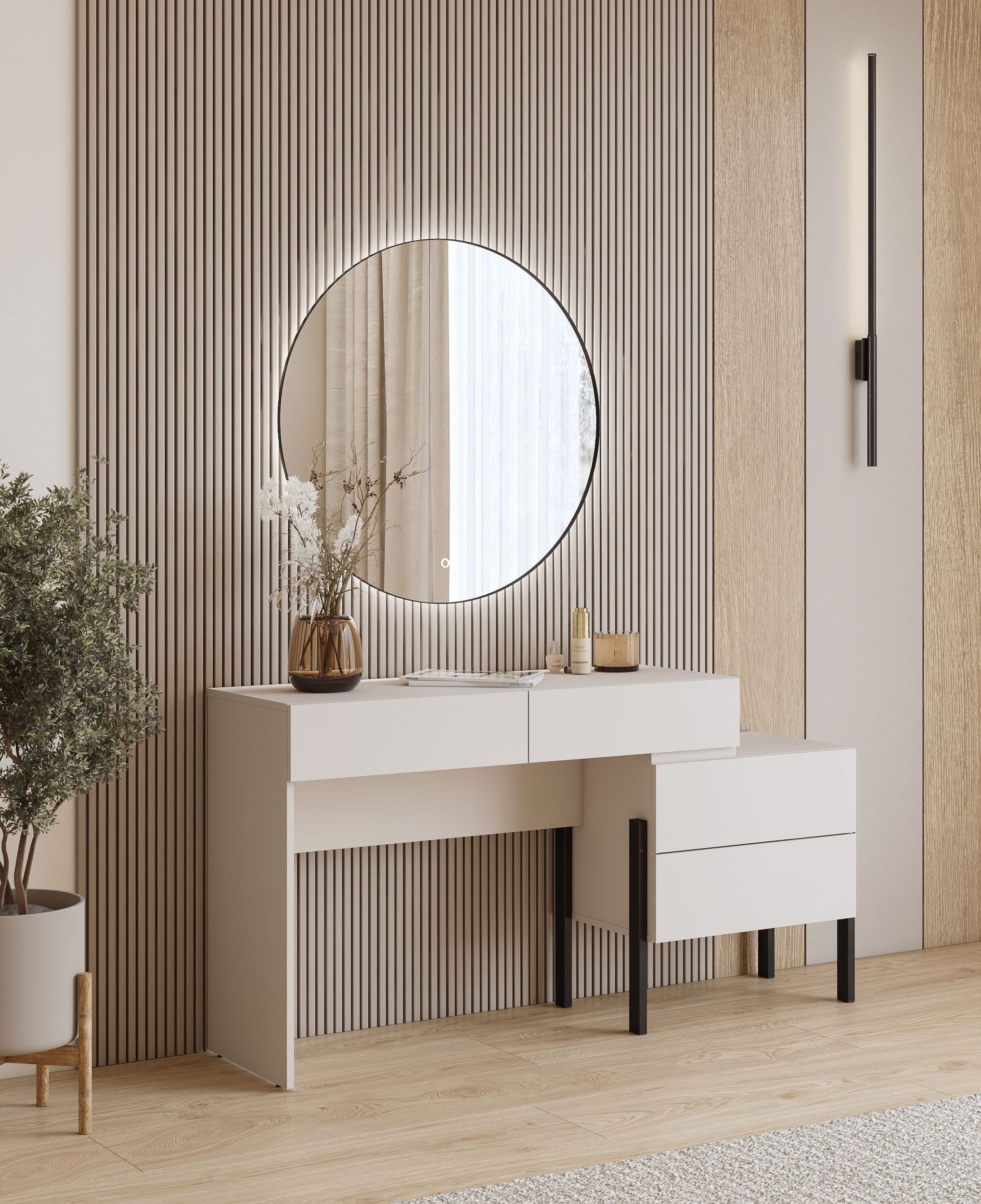 Image of GOODproduct Schminktisch "Jukon, Breite 143 cm, moderner Schminktisch" ohne Spiegel, Schminktisch, grifflos mit 4 SK