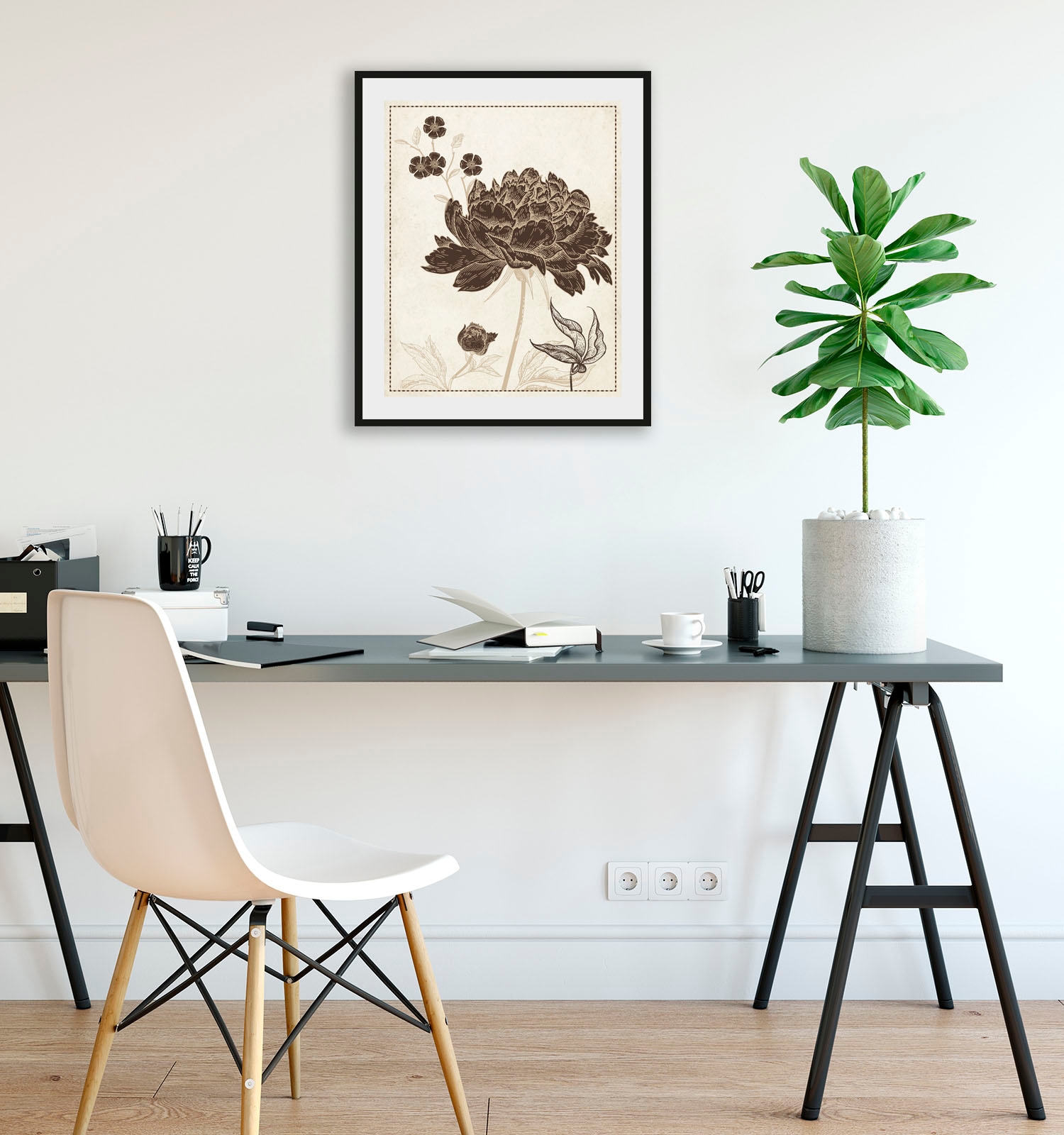 Image of queence Bild "Russel" Blumen Kunst Pflanzen historische Ereignisse 1 Stk. tlg. HD Premium Poster-Druck inkl. Holzrahmen