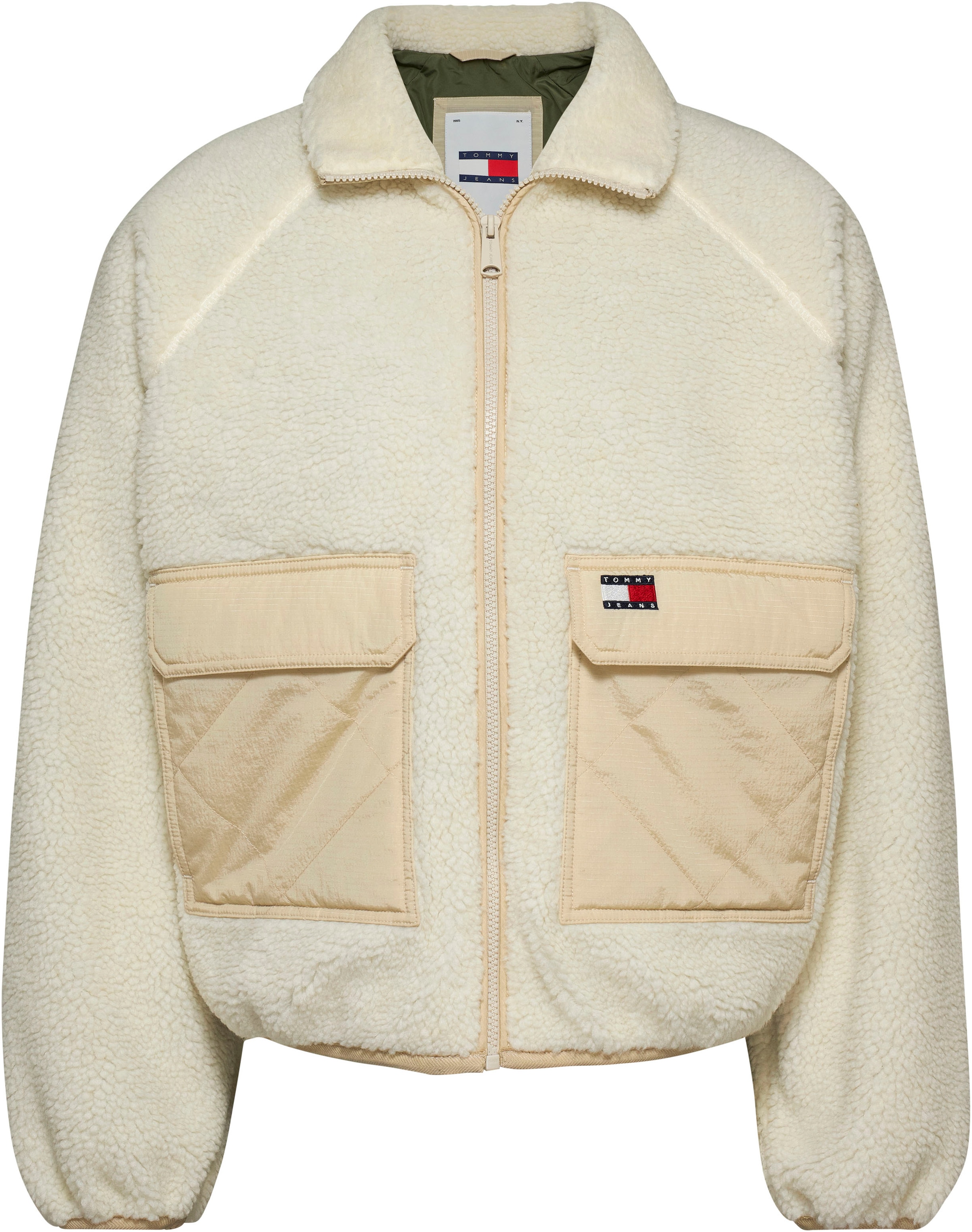 Tommy Jeans Bomberjacke »TJW CRP TEDDY MIX CLRBLK JACKET«, modische Cropped Form