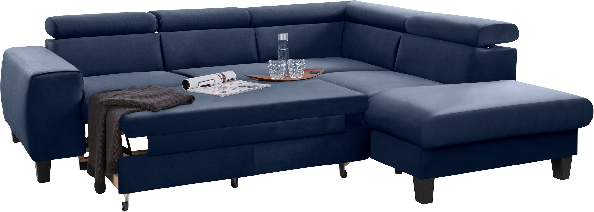 COTTA Ecksofa »Morven L-Form mit Kopfteilverstellung«, wahlweise mit Bettfunktion, Bettkasten & Wireless-Charger