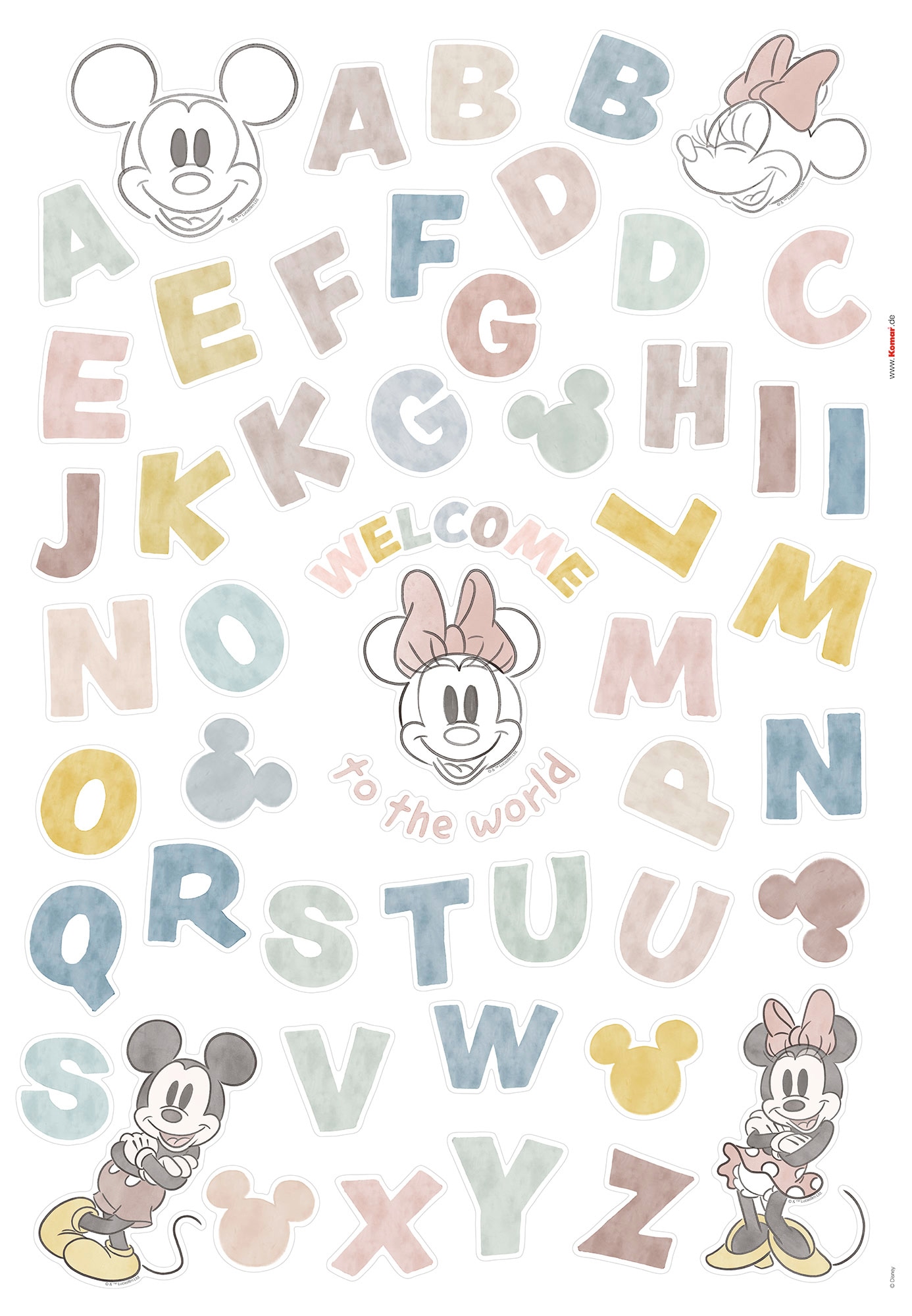 Wandtattoo »Mickey Alphabet«, (56 St.), 50x70 cm (Breite x Höhe), selbstklebendes...