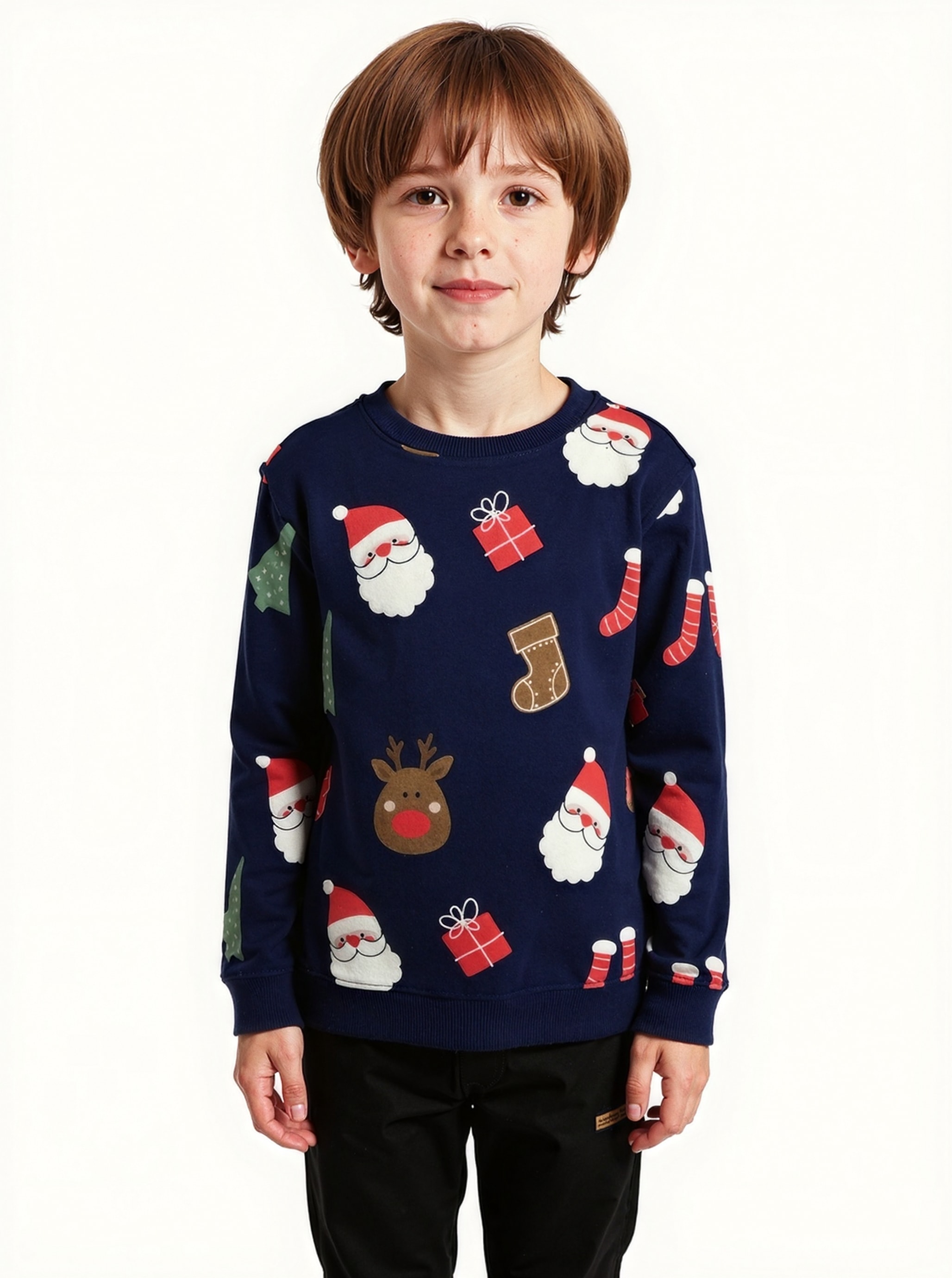 Image of Blue Seven Sweatshirt, mit coolem Weihnachts-Alloverprint