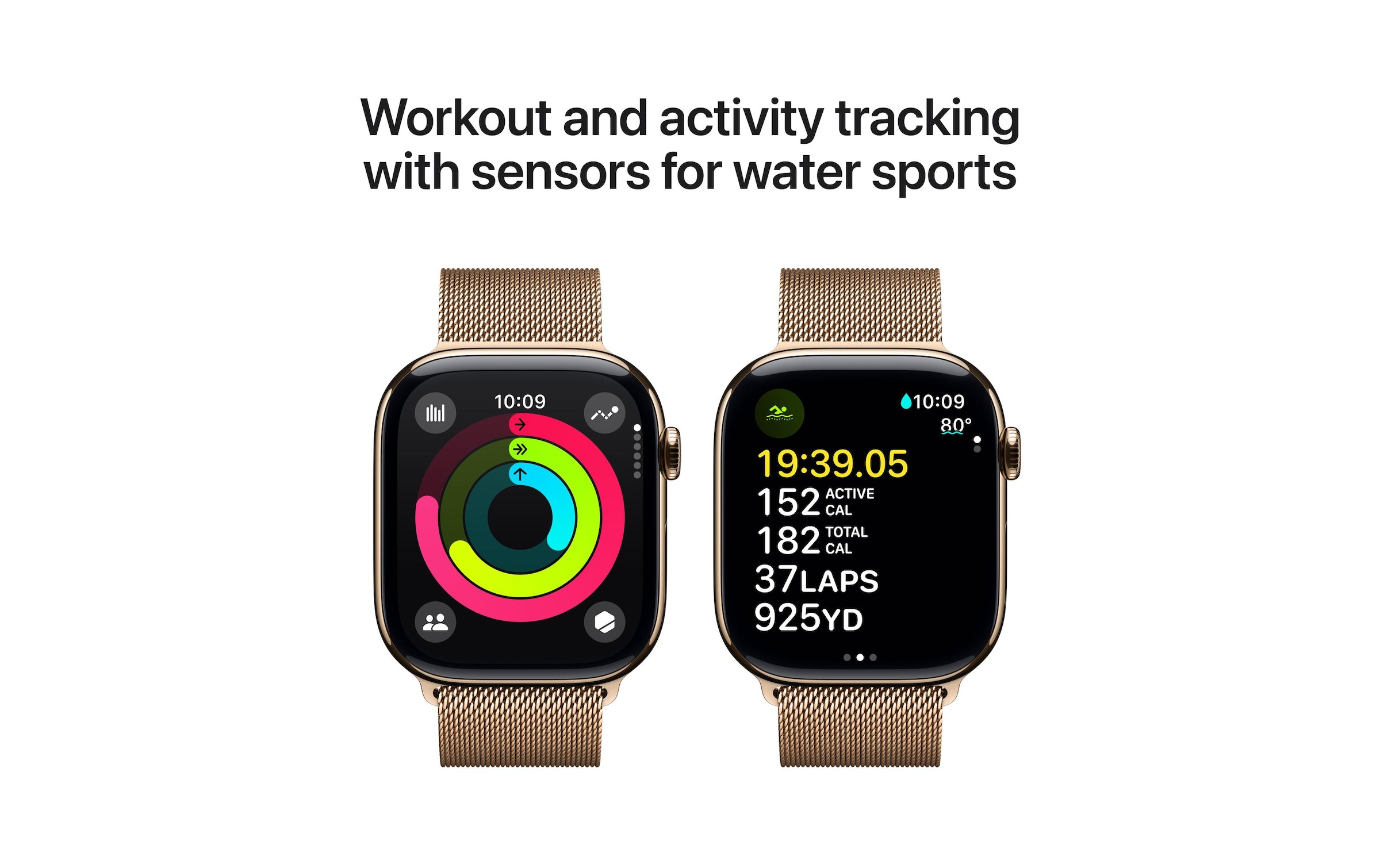 Apple Watch Series 10 Titan, 46 mm, GPS + Cellular, Milanese Loop S/M, Goldfarben