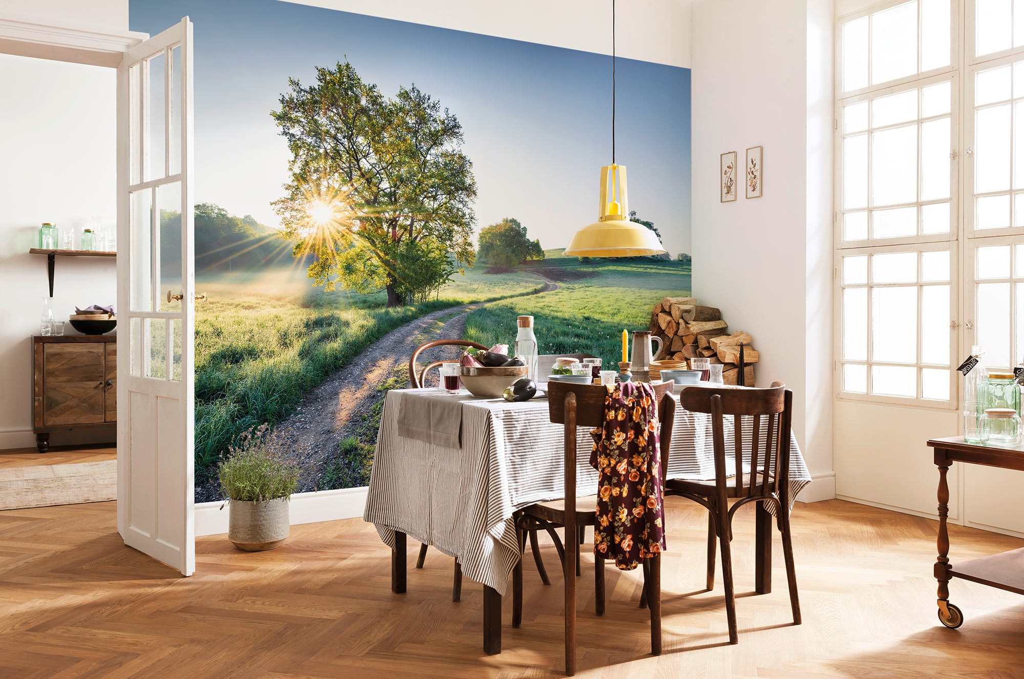 Komar Fototapete "Meadow Trail - Größe 368 x 254 cm" bedruckt glatt Wohnzimmer, Schlafzimmer