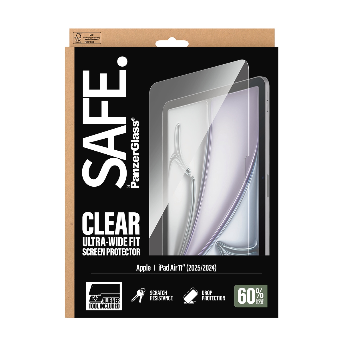 SAFE by PanzerGlass Verre de protection d'écran »Ultra-Wide Fit Screen Protector« für Apple iPad Air 11" (2025/2024) film de protection d'écran, film protecteur, protection d'écran, résistant aux rayures et aux chocs