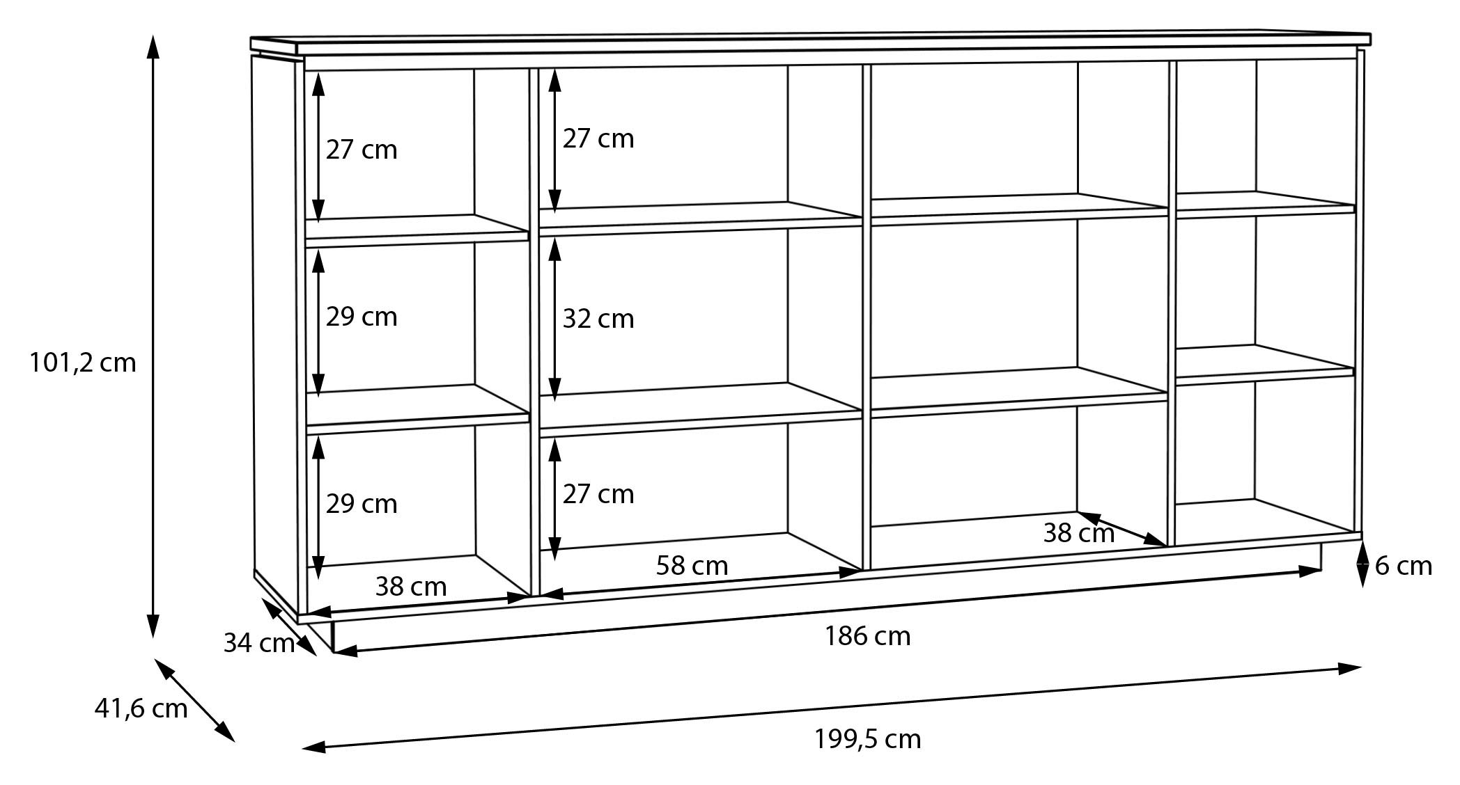 FORTE Buffet haut »Louoto« buffet, poignées en métal, rangement, fermeture douce, hauteur 101,2 cm