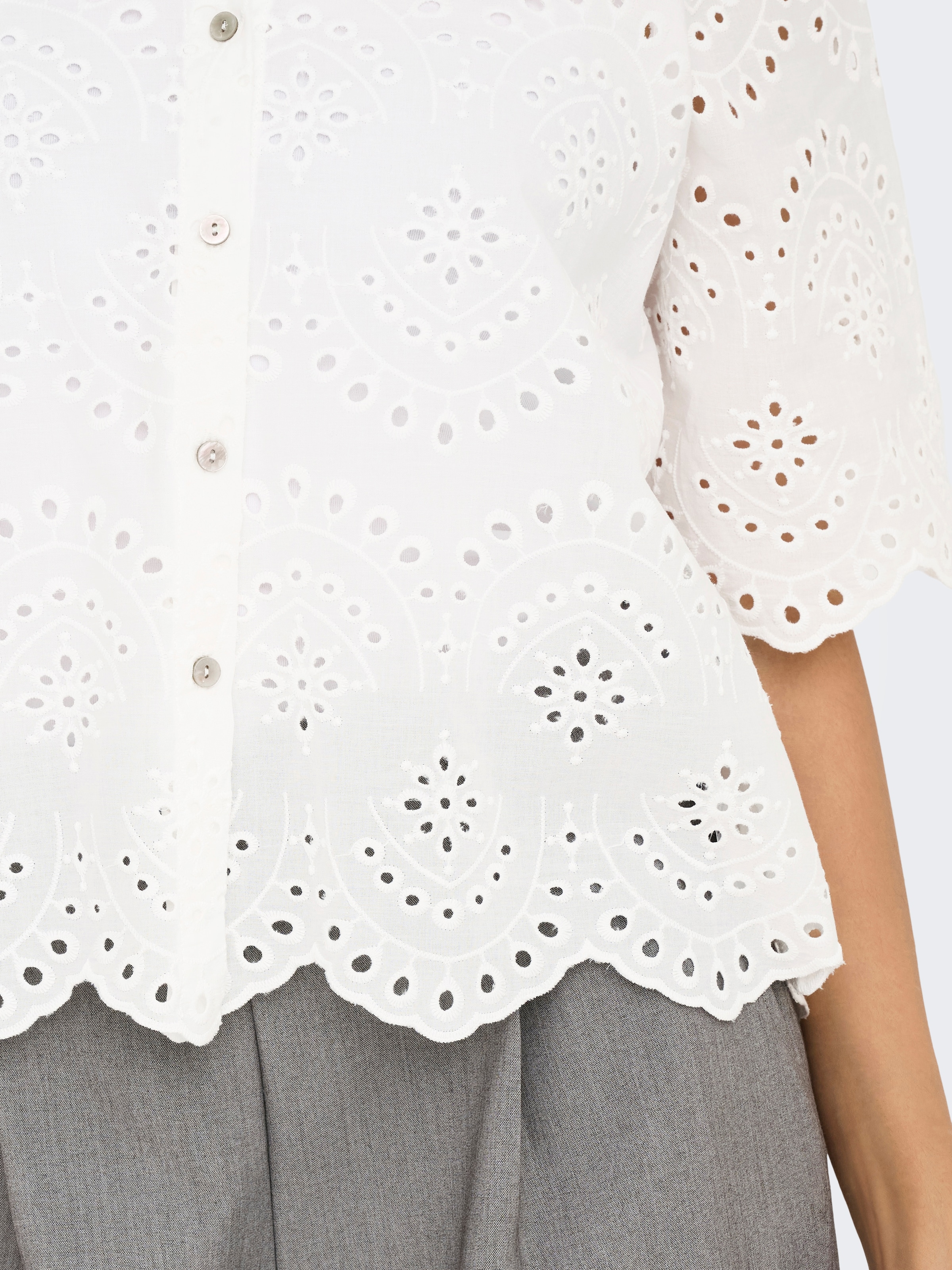 ONLY Blouse en dentelle »ONLVALAIS S/S SHIRT WVN NOOS« Baumwolle, loose fit