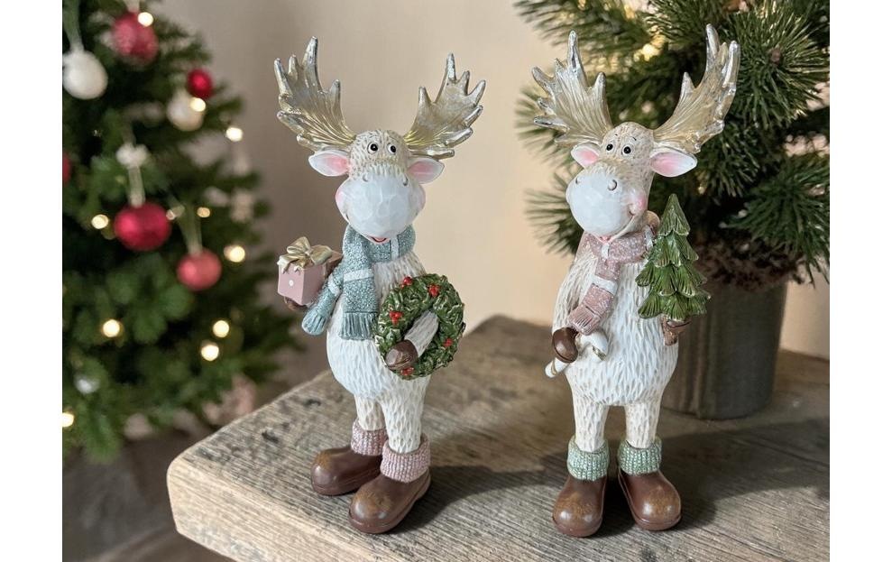 Dameco Figurine de Noël »Weihnachtsfigur Elch, 9 x 13.5 x 28 cm, 2er Set«
