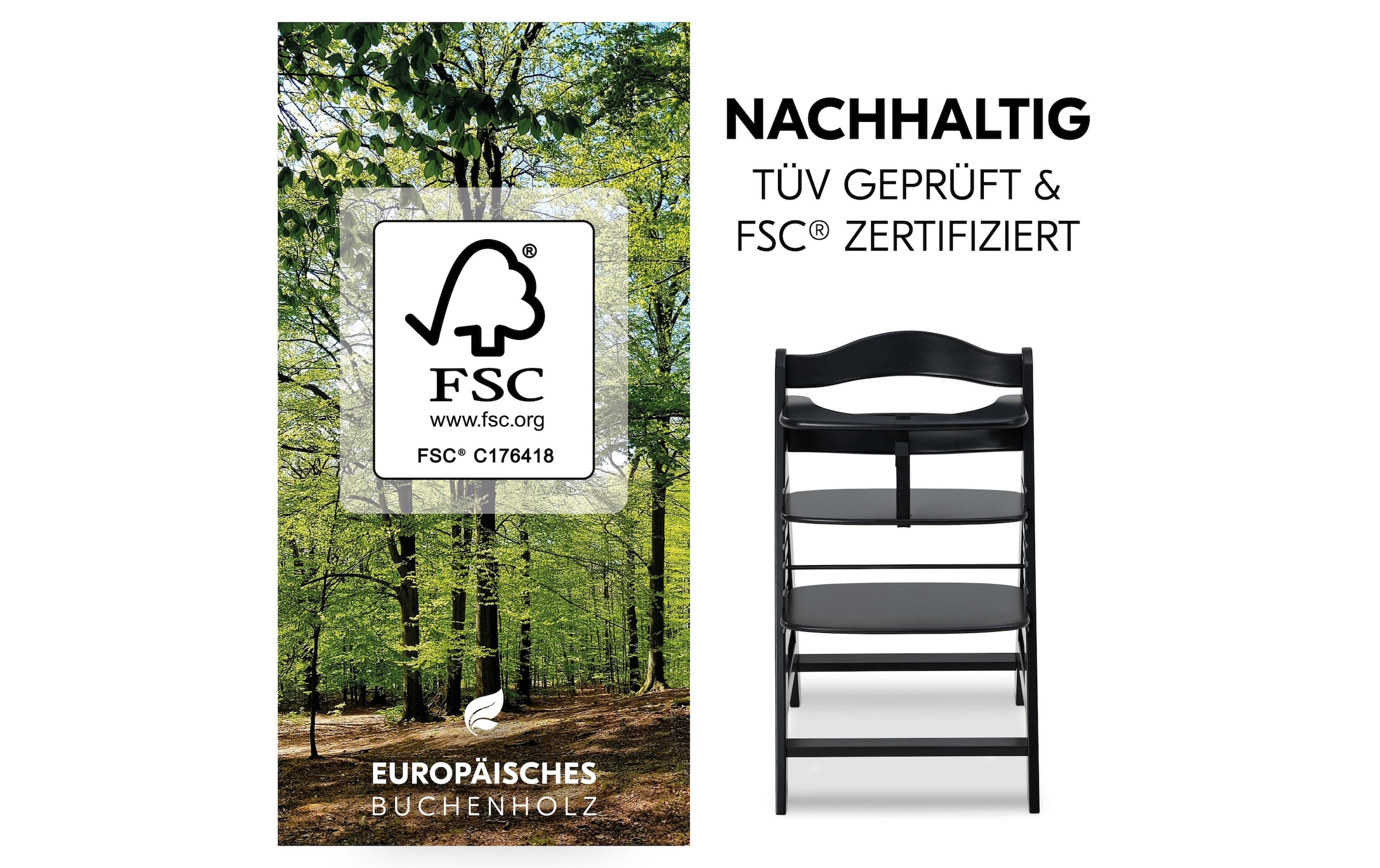 Hauck Hochstuhl »Alpha+ Schwarz« () Holzart: Buche (Fagus sylvatica)/ Europa