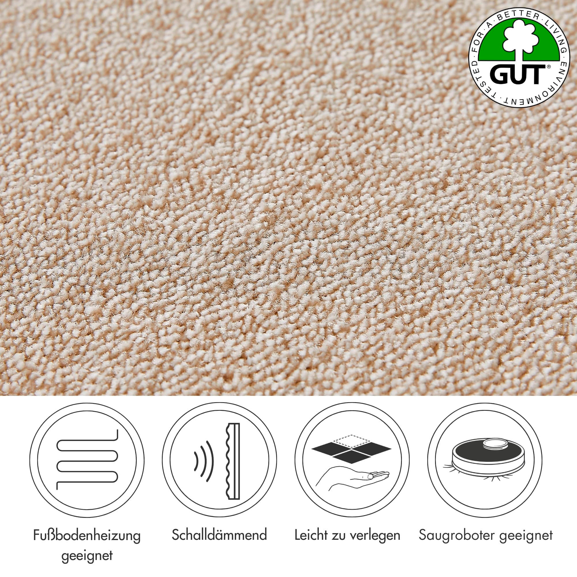Andiamo Teppichboden »Florenz, Schlinge, Made in Belgium«, rechteckig, 8 mm Höhe, Uni-Farben, Breite 400 cm, strapazierfähig & robust
