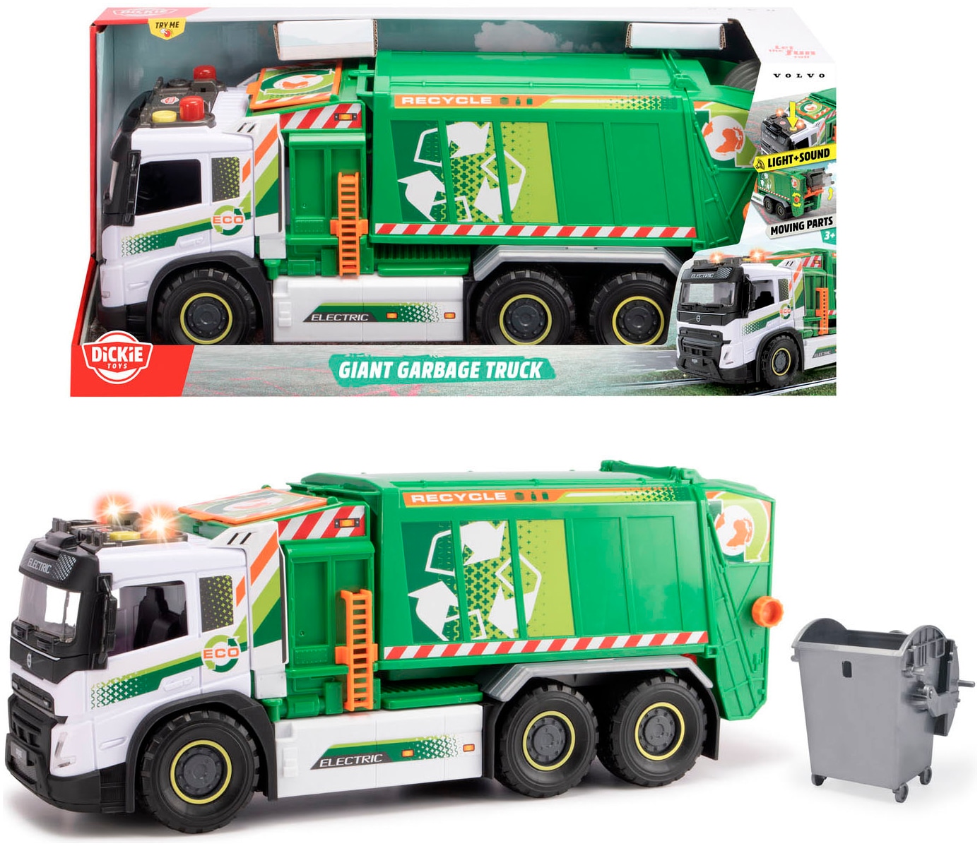 Image of Dickie Toys Spielzeug-Müllwagen "Giant Garbage Truck" mit Licht und Sound
