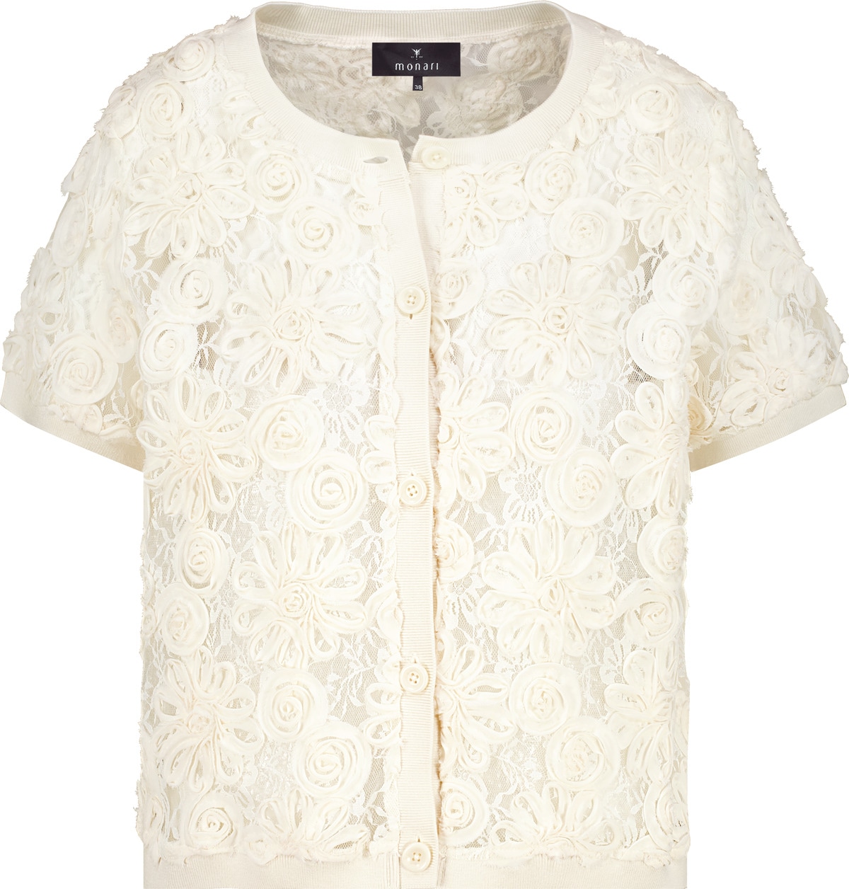 Monari Veste en tricot »Jacke Strickjacke Spitze« Regular fit mit Spitzendetails
