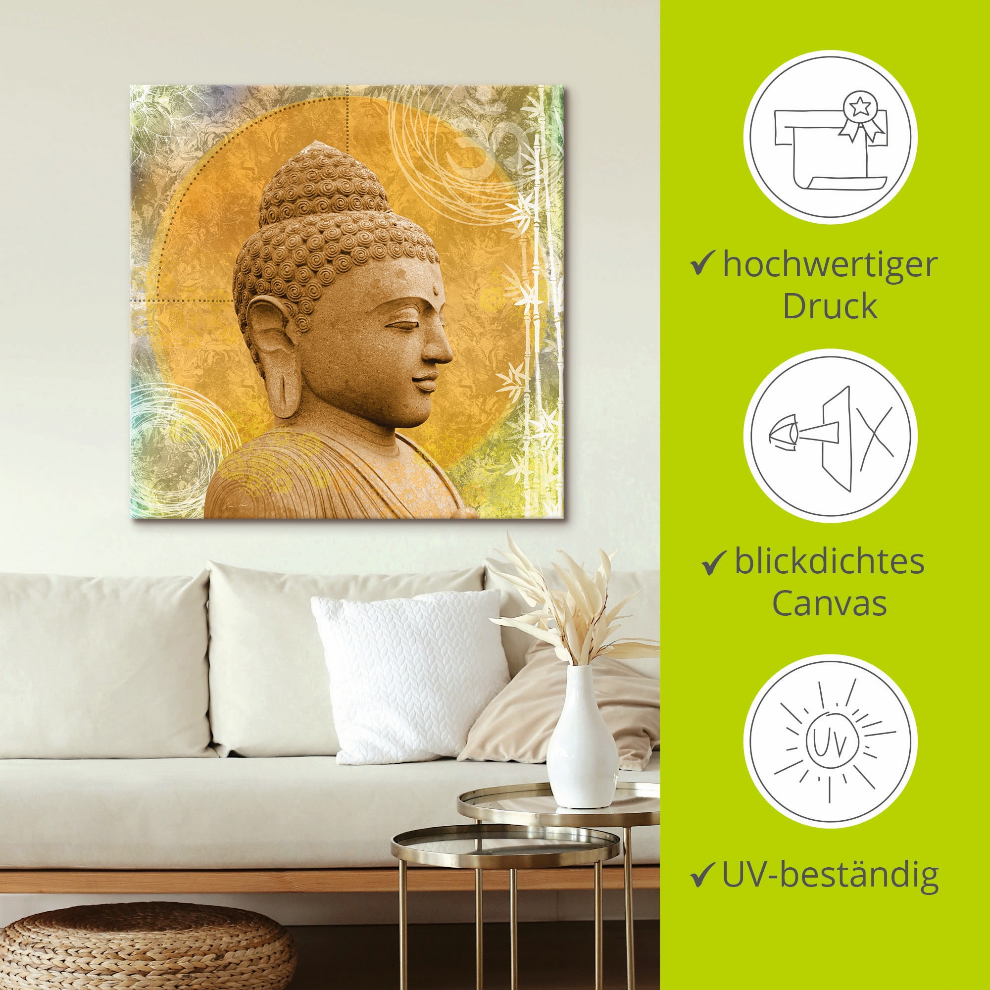 Artland Wandbild »Buddha II«, Spa, (1 St.), als Alubild, Outdoorbild, Leinwandbild, Wandaufkleber, versch. Grössen