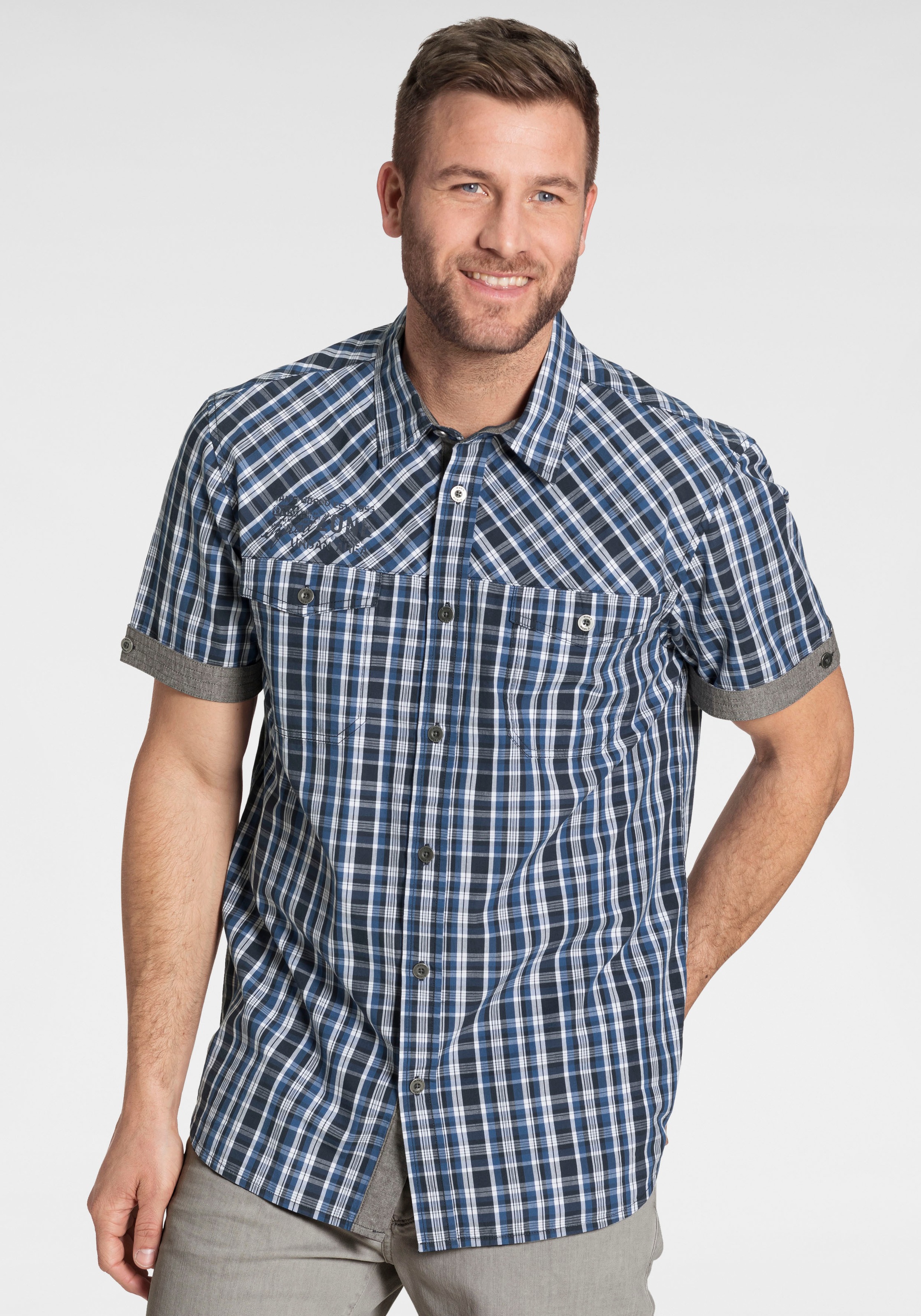 Image of Man's World Kurzarmhemd, Mit Chambray Einsätzen bei Ackermann Versand Schweiz