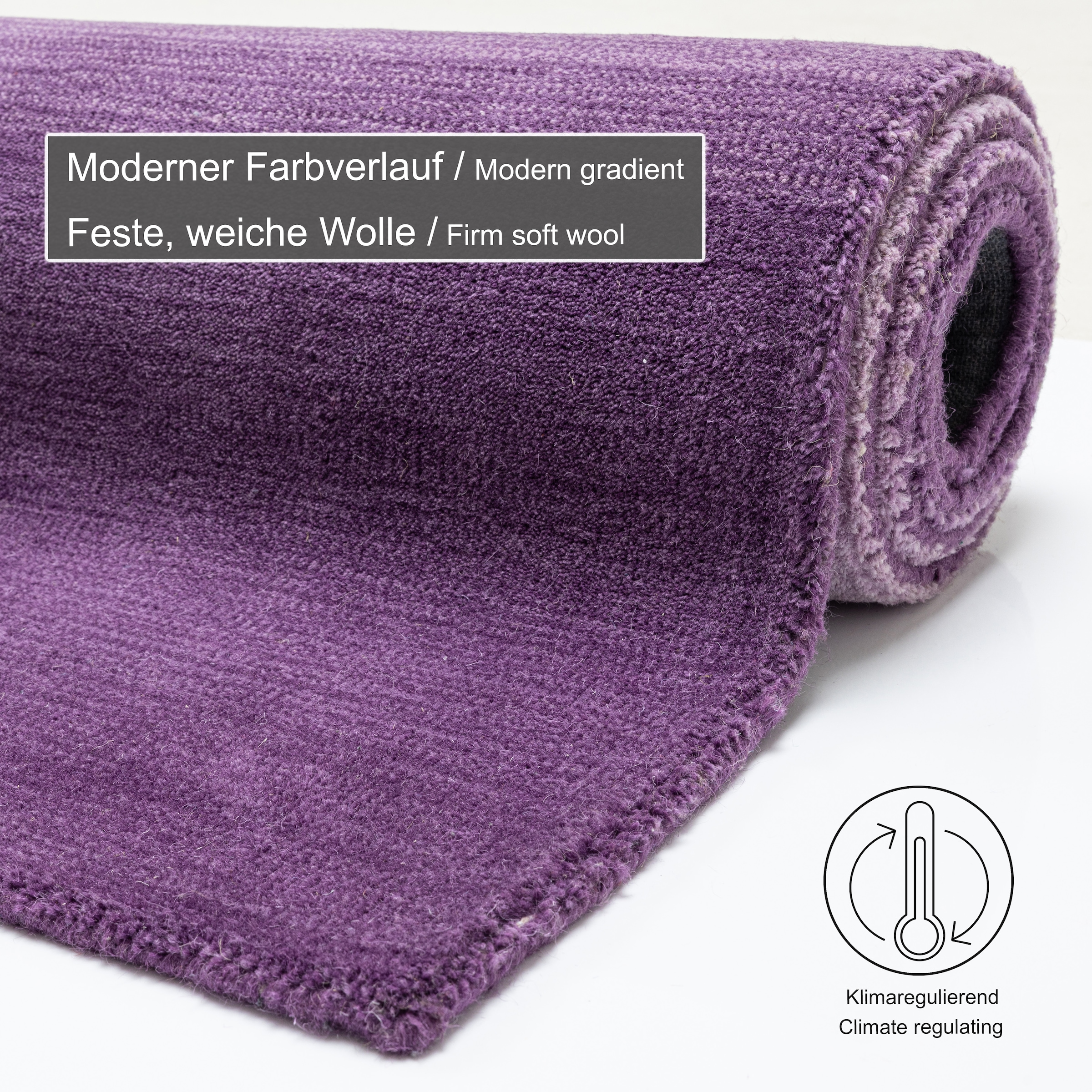 THEKO Wollteppich »Wool Comfort«, rechteckig, 14 mm Höhe, Handweb Teppich, reine Wolle, handgewebt, brilliante Farben, Scandi