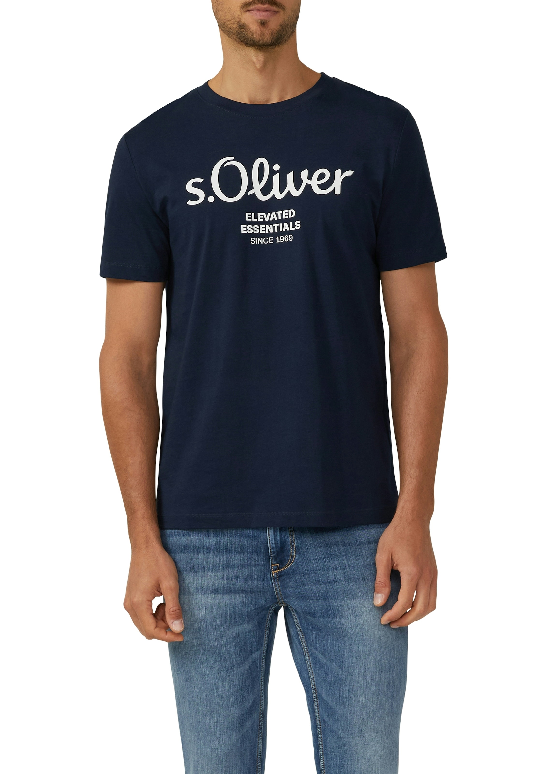 s.Oliver T-shirt 2 cuis avec grand imprimé logo, lot de 2