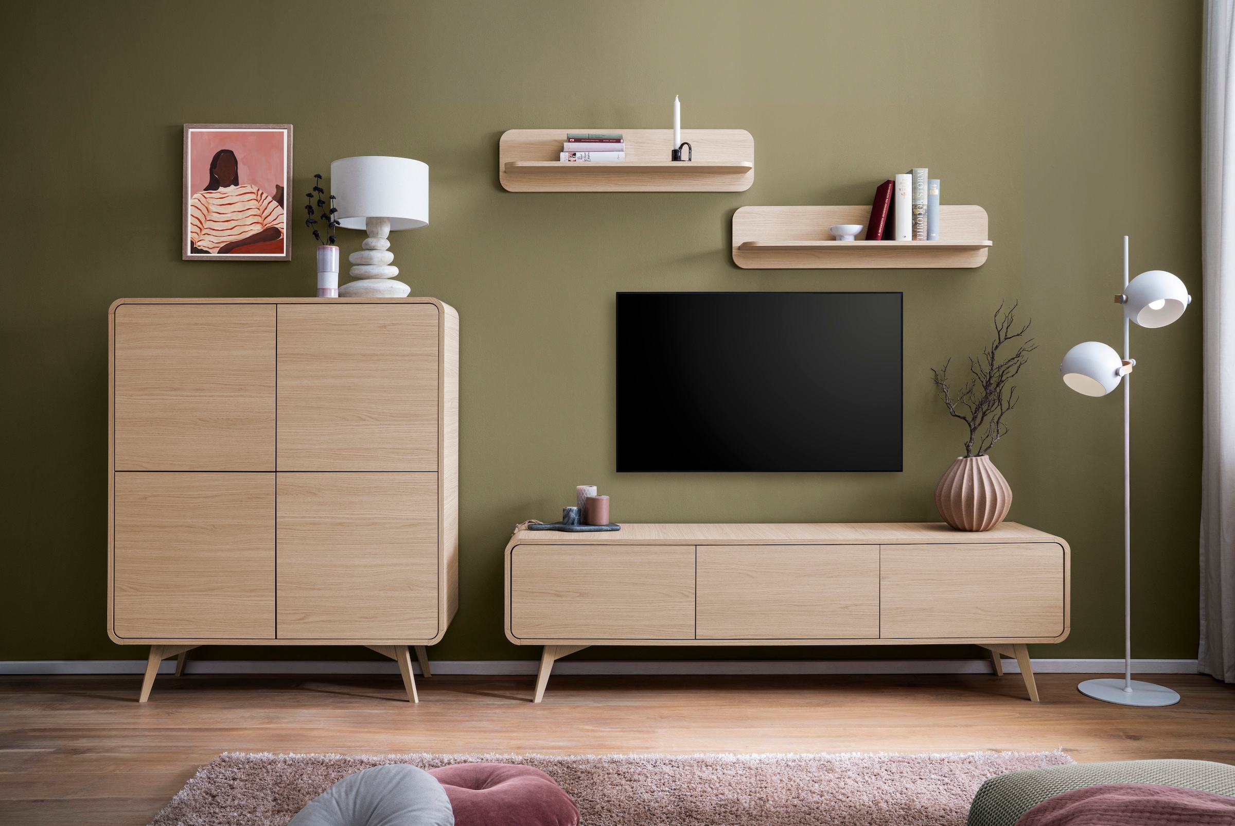 Home affaire Meuble mural »Torsby, moderne Anbauwand, Komplettset im Scandi-Stil« Set, 4 cuis tlg.