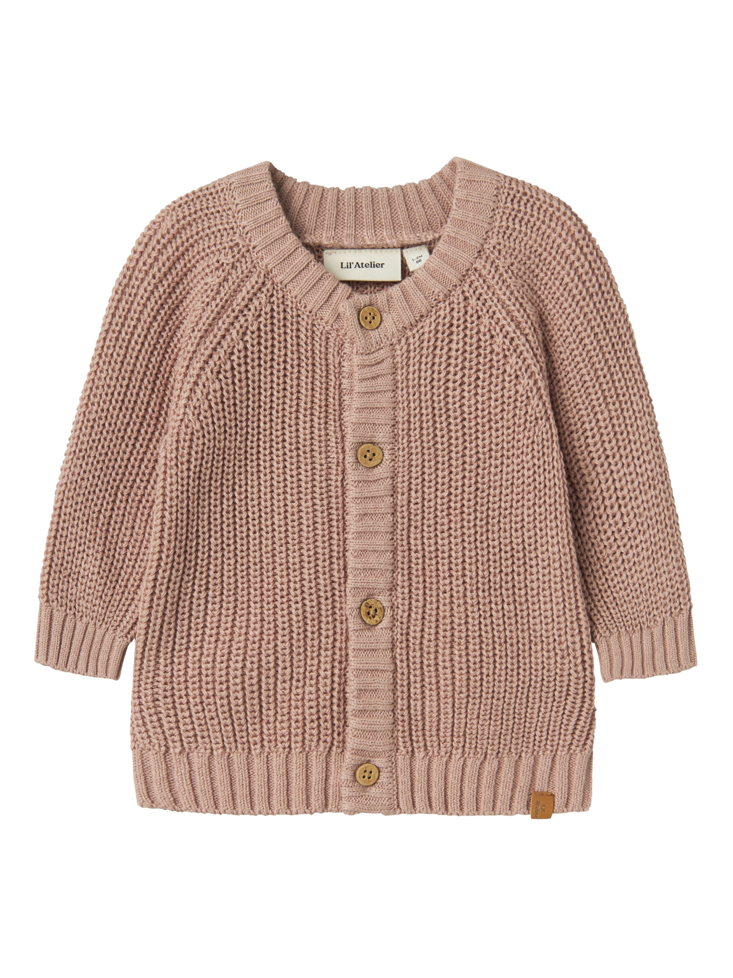 Lil' Atelier Strickjacke »NBNEMLEN LS KNIT CARD LIL NOOS« weiche Baumwolle, Rippstrick