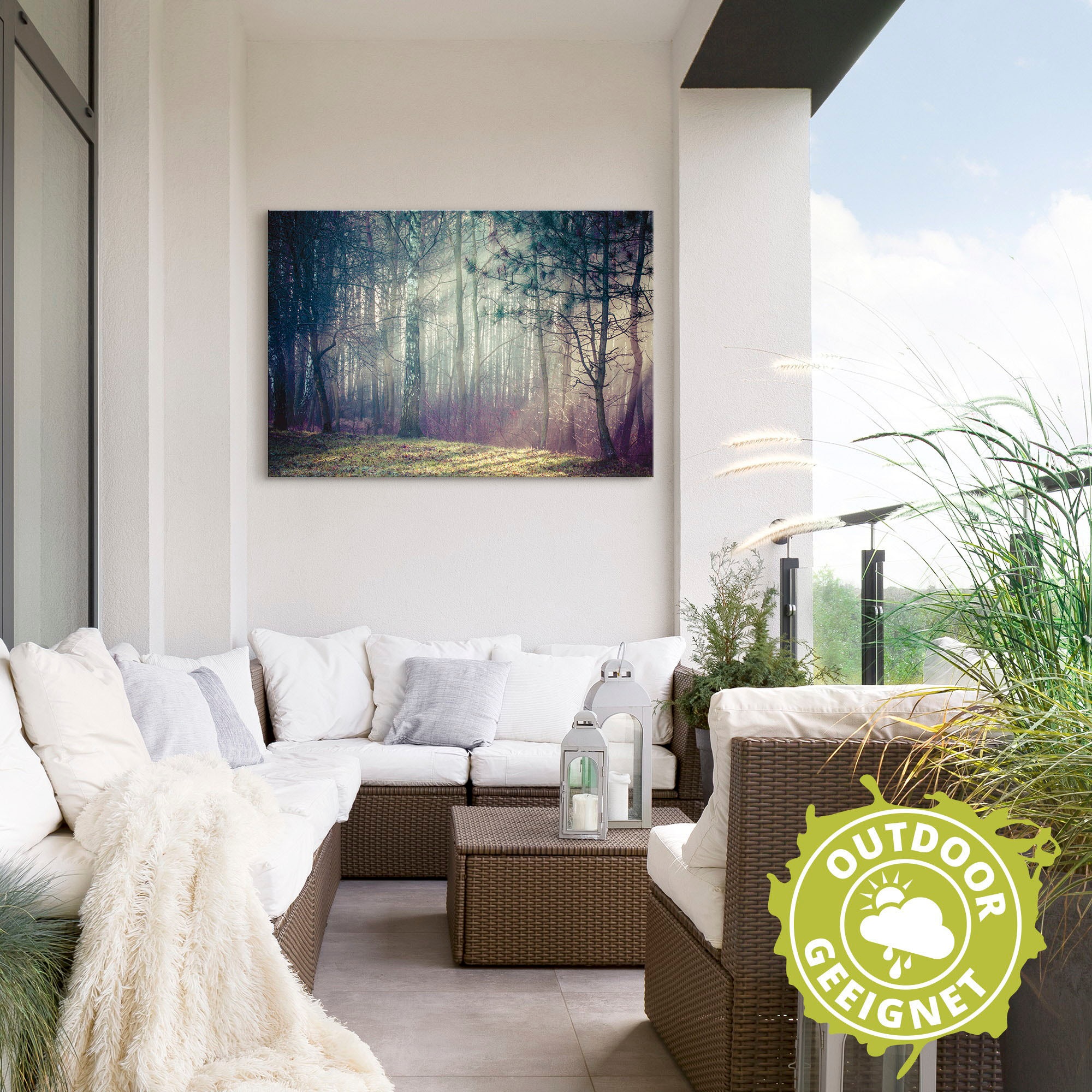 Artland Impression alu-dibond »Sonnenstrahlen im Wald« 1 cuis tlg. für Innen- und Aussenbereich geeignet, Outdoorbild