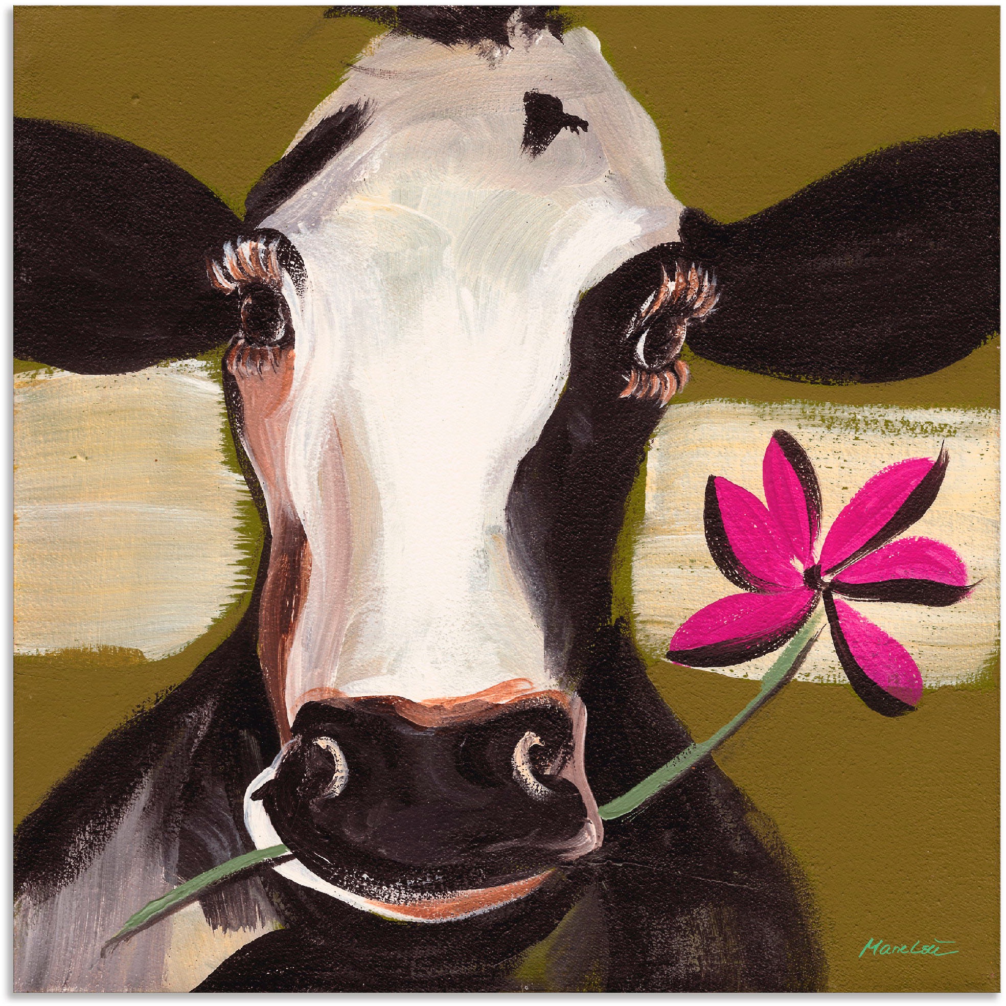 Image of Artland Wandbild »Glückliche Kuh I«, Haustiere, (1 St.), in vielen Grössen & Produktarten - Alubild / Outdoorbild für den Aussenbereich, Leinwandbild, Poster, Wandaufkleber / Wandtattoo auch für Badezimmer geeignet bei Ackermann Versand Schweiz