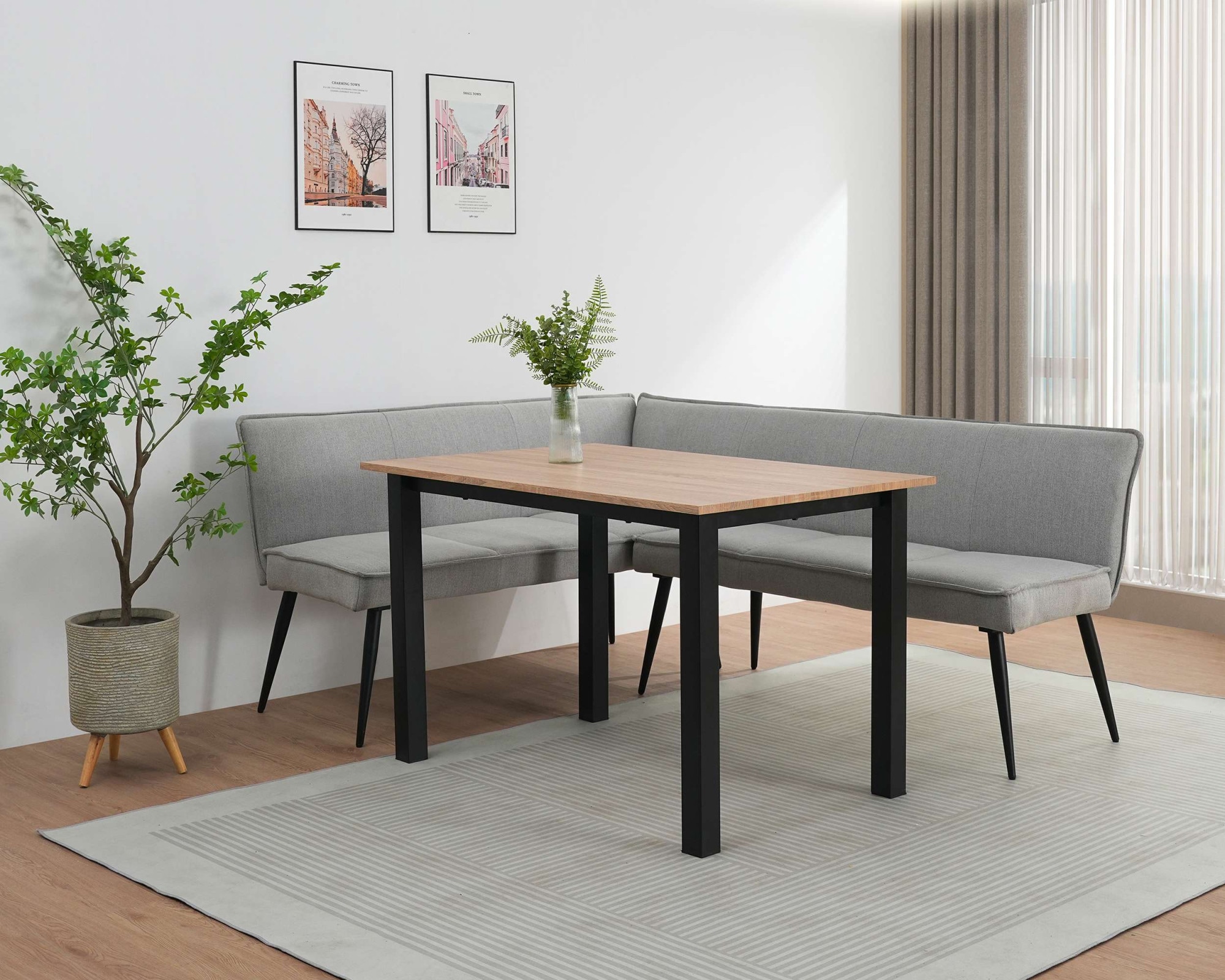 GOODproduct Essbank »Ianna« schwarze Metallbeine, pflegeleichtem Webstoff Bezug, Breite 193 cm