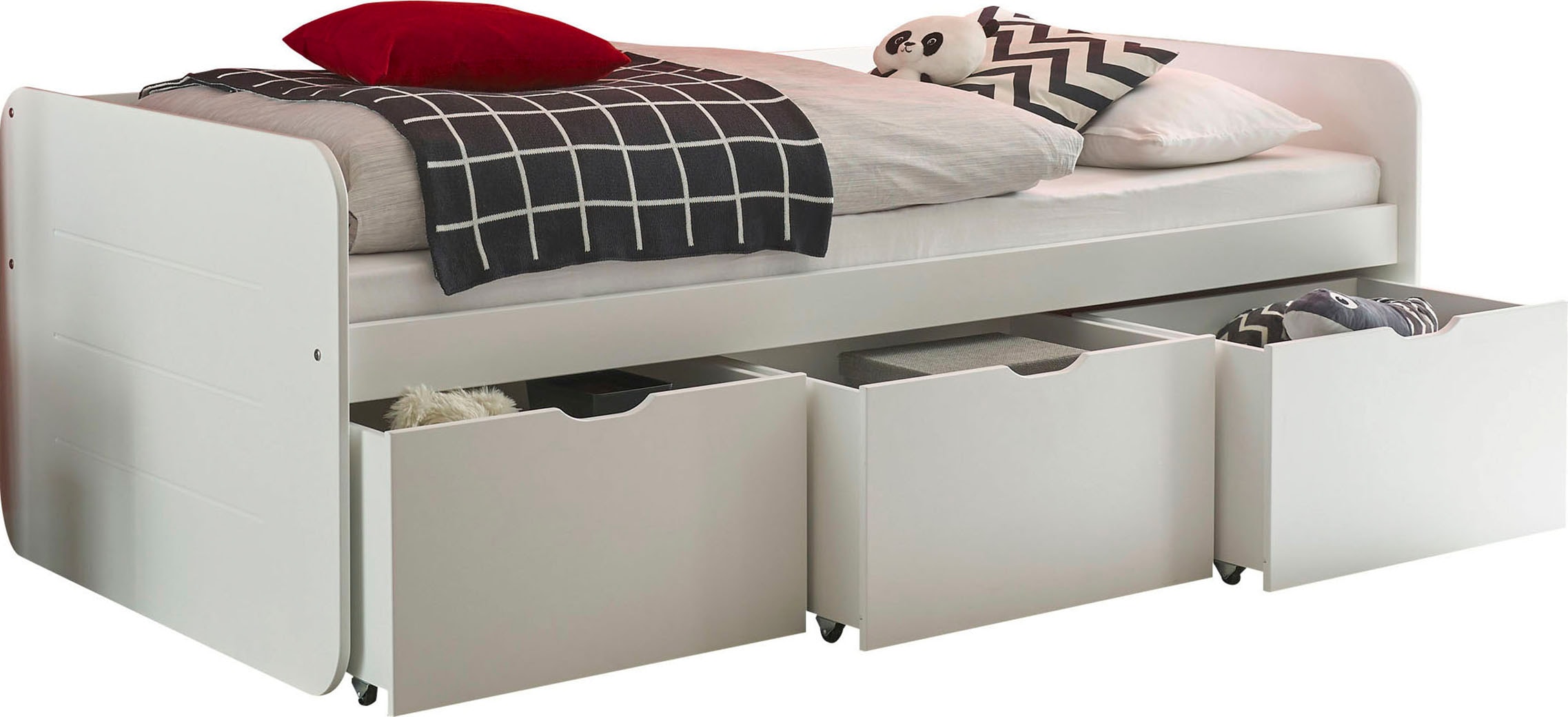 Begabino Lit de rangement »Eino Bett, Einzelbett« comprend 3 tiroirs coulissants