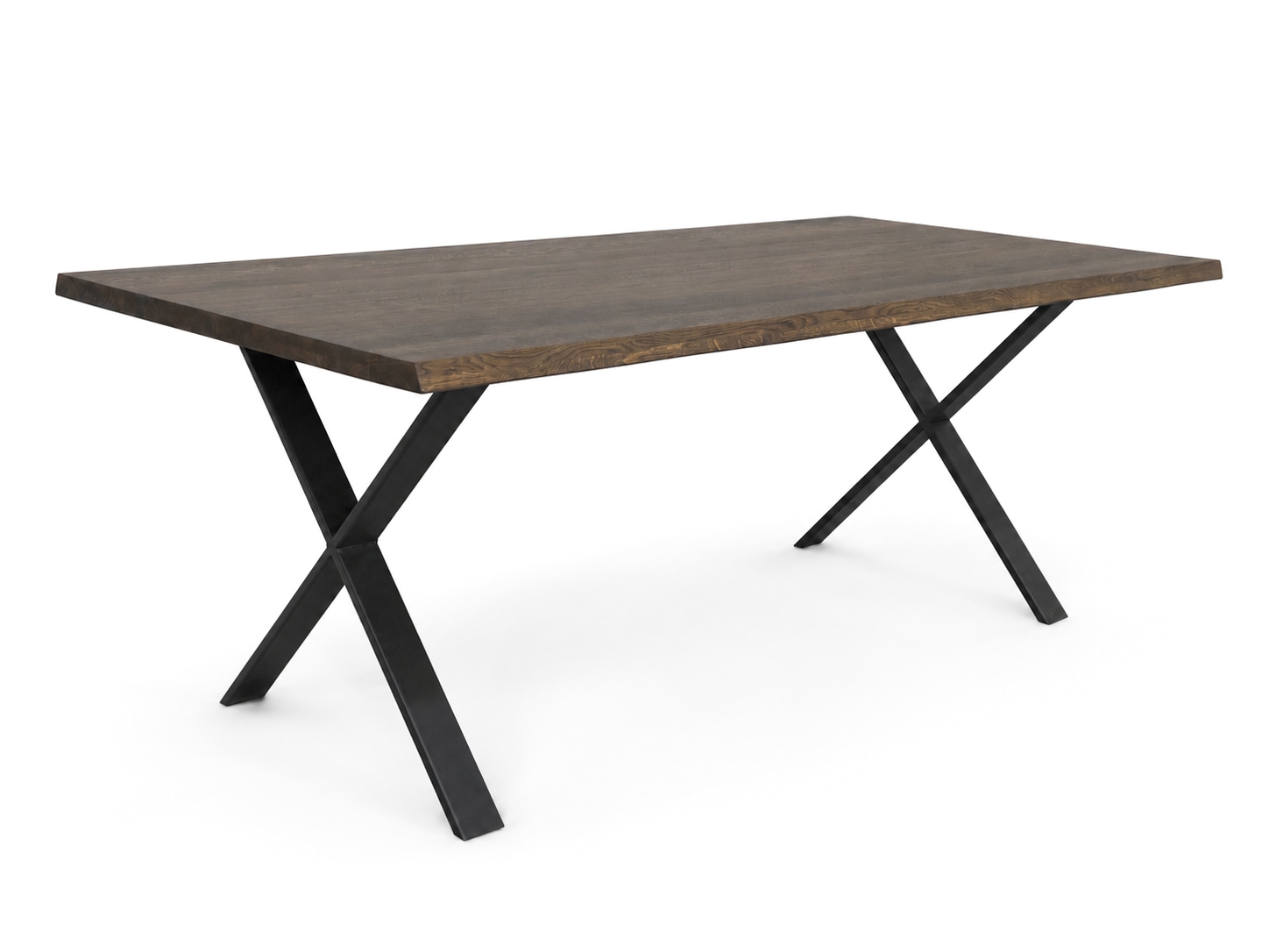 GOODproduct Esstisch »»NARVIK« Speisetisch, Küchentisch, Wohntisch, Esszimmertisch« Wildeiche geölt Natur/Smoke, Baumkante, X-Gestell schwarz Metall