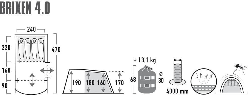High Peak Tunnelzelt »Brixen 4.0«, 4 Personen