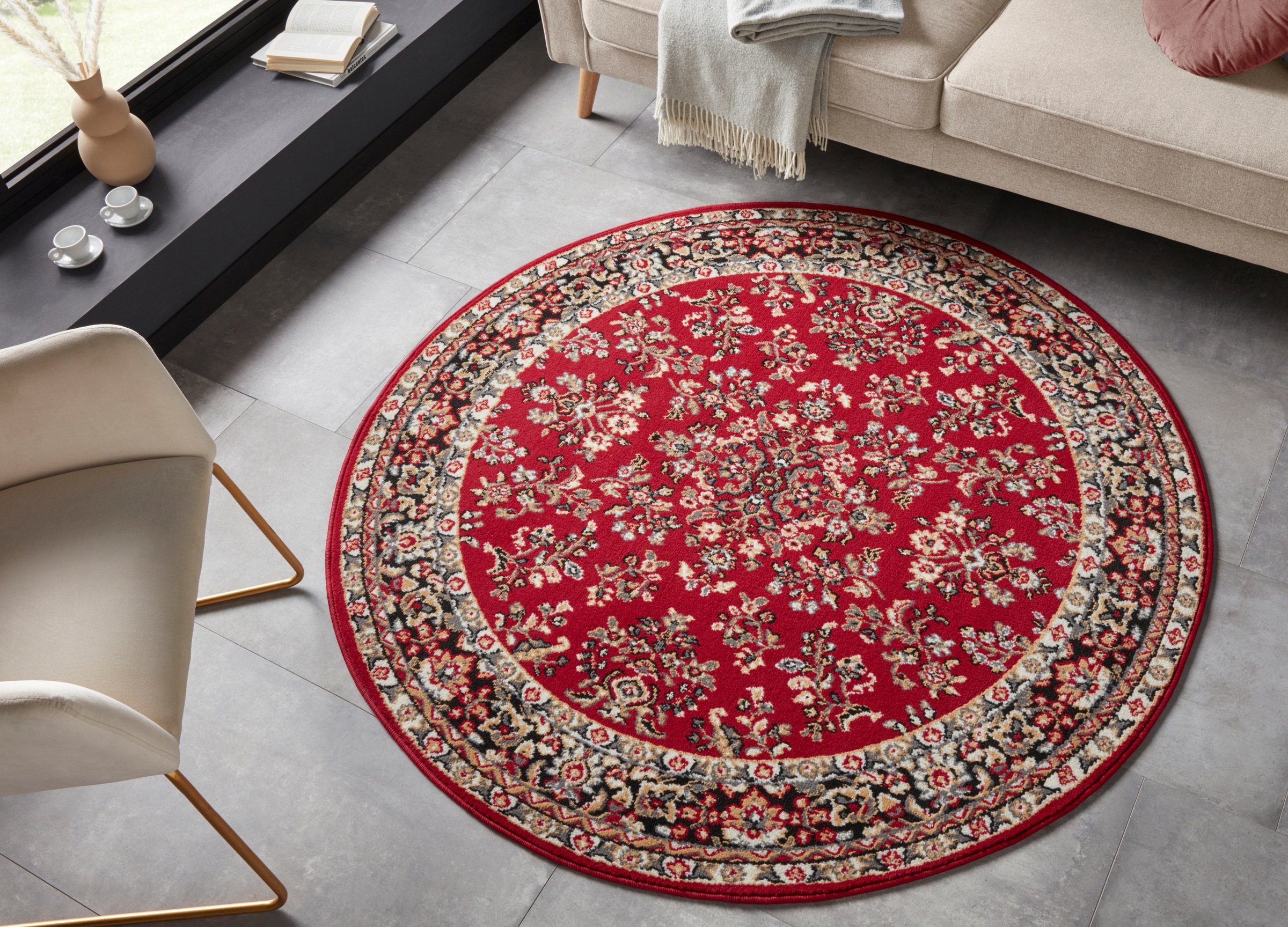 Image of HANSE Home Teppich "Halton" rund 8 mm Höhe Kurzflor, Orient Optik, mit Bordüre, robust, pflegeleicht, gekettelt