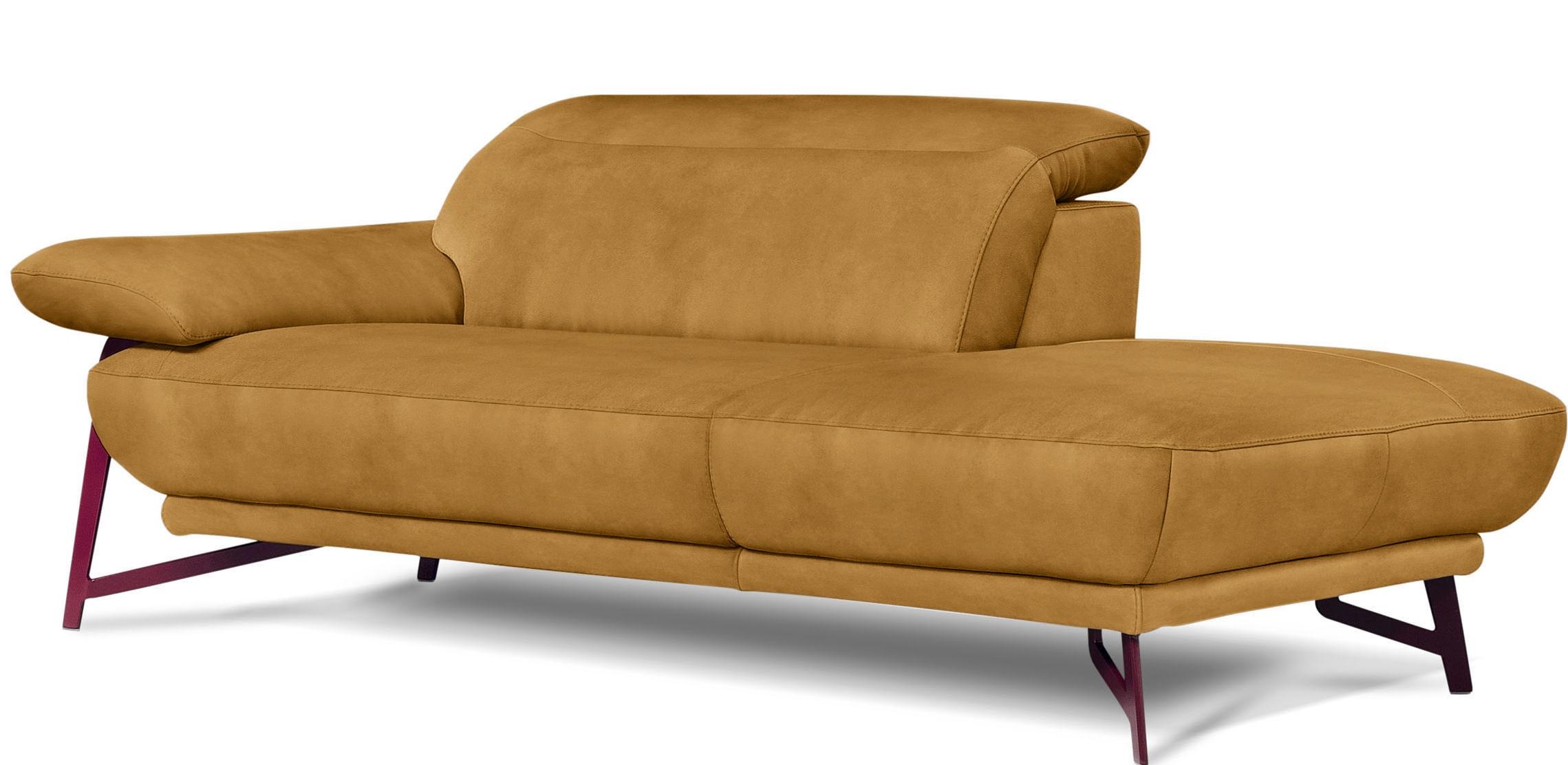 Egoitaliano Canapé »Anais, erstklassiger Sitzkomfort, Fussfarbe chrom« Set, Kopfteil verstellbar, Luxus-Microfaser Lederoptik, gelb