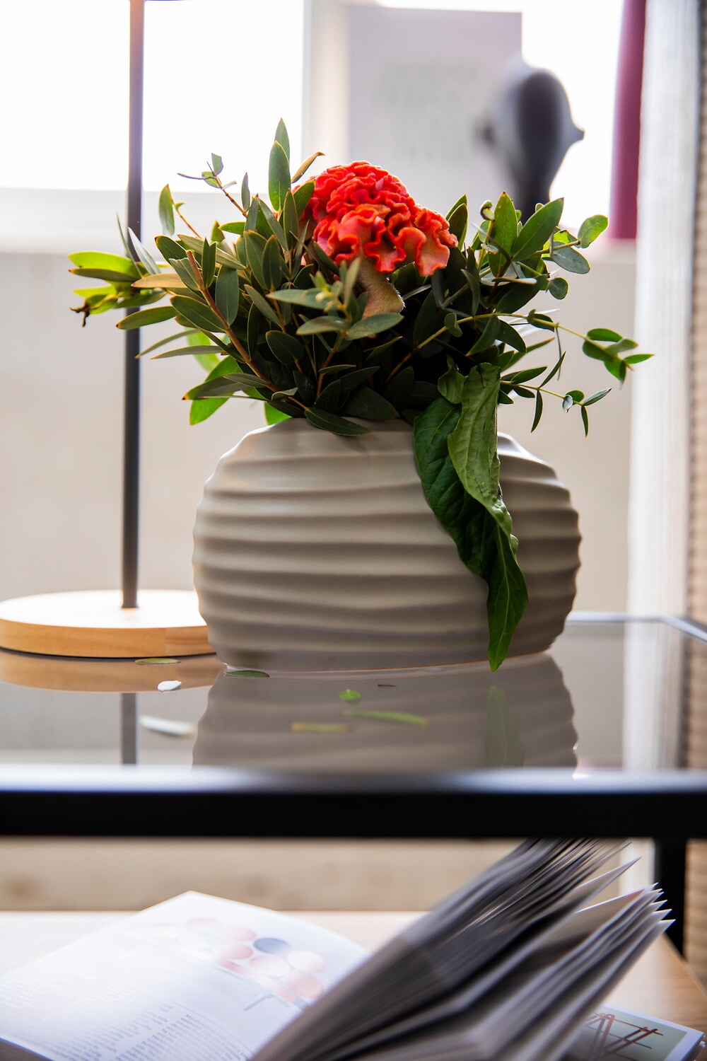 I.GE.A. Dekovase »Keramik-Vase«, 2er Set Kleine Vase Weiss Modern Keramik Tisch Küche Büro Pampasgras