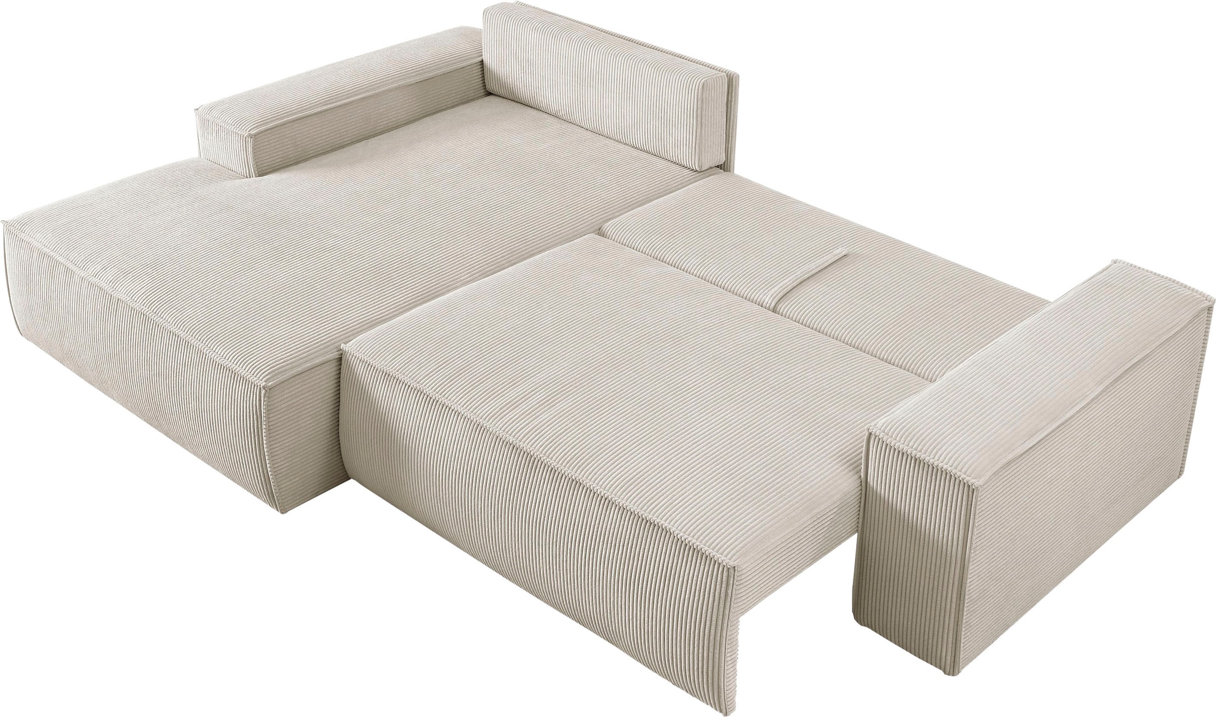 Home affaire Ecksofa SHERWOOD Schlafsofa 267 cm, L-Form, Schlaffunktion mit Bettkasten (210x136 cm), Cord, Vintage, Samtvelours