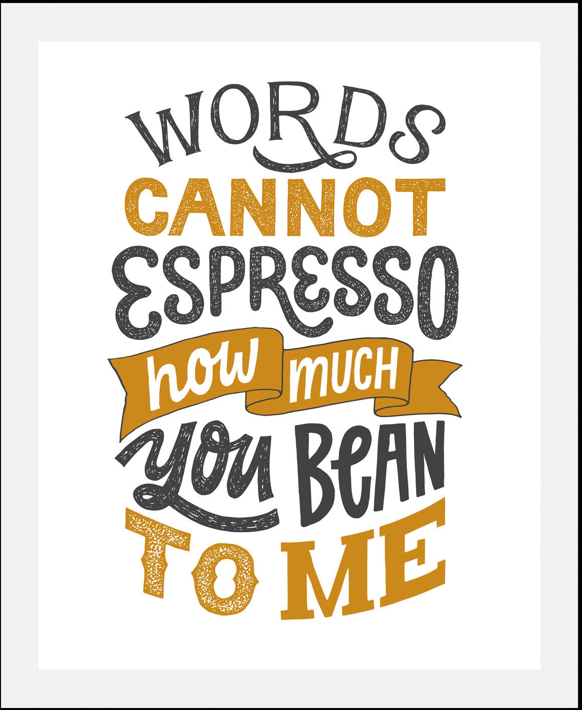 queence Bild »Espresso Bean« Humor | Kaffee | Kaffee Bilder | Schriftzug | Schriftzüge 1 Stk. tlg. gerahmt