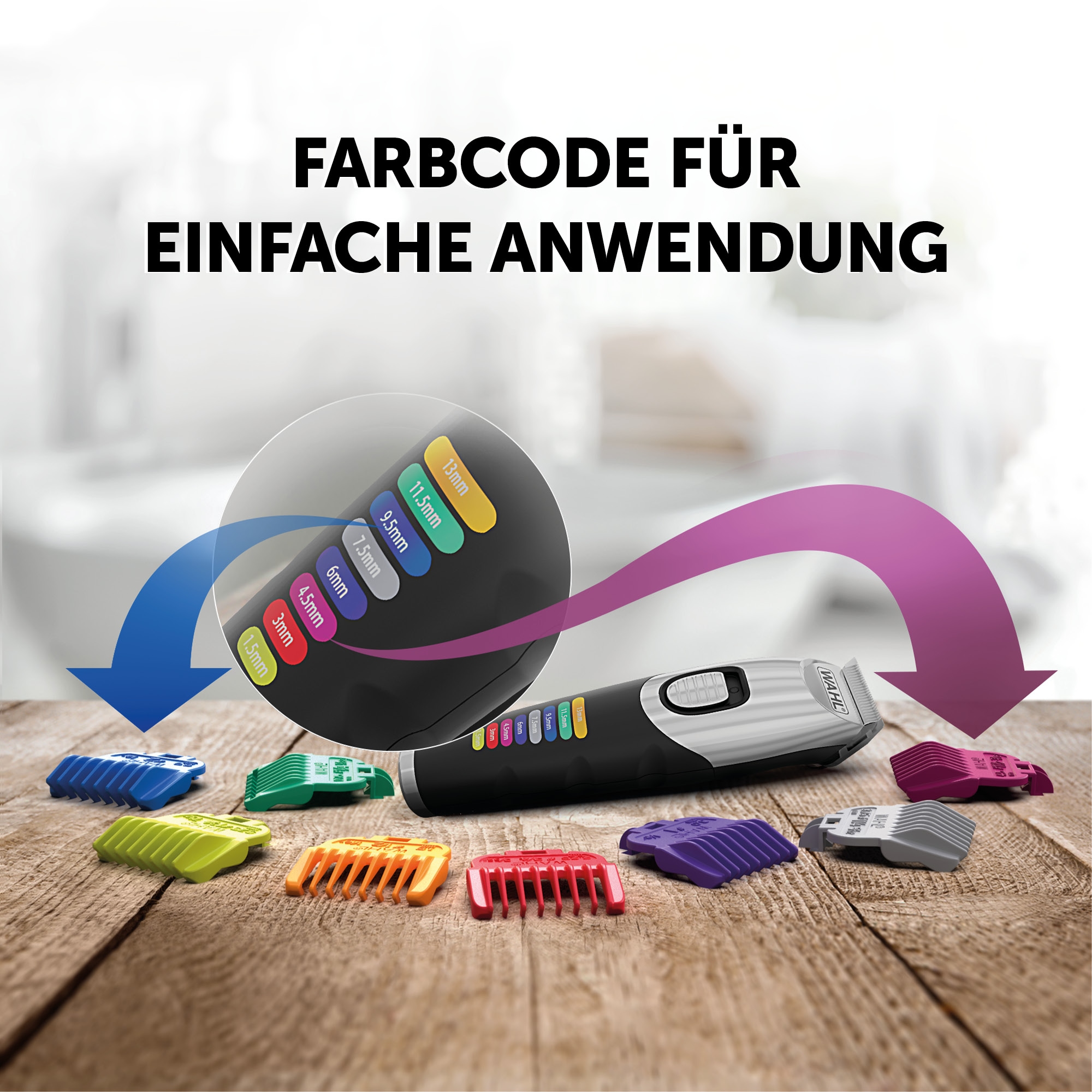 Wahl Bartschneider »Color Trim« 9 Aufsätze Farbcodierte Aufsteckkämme, Lithium-Ionen-Technologie, USB Aufladung