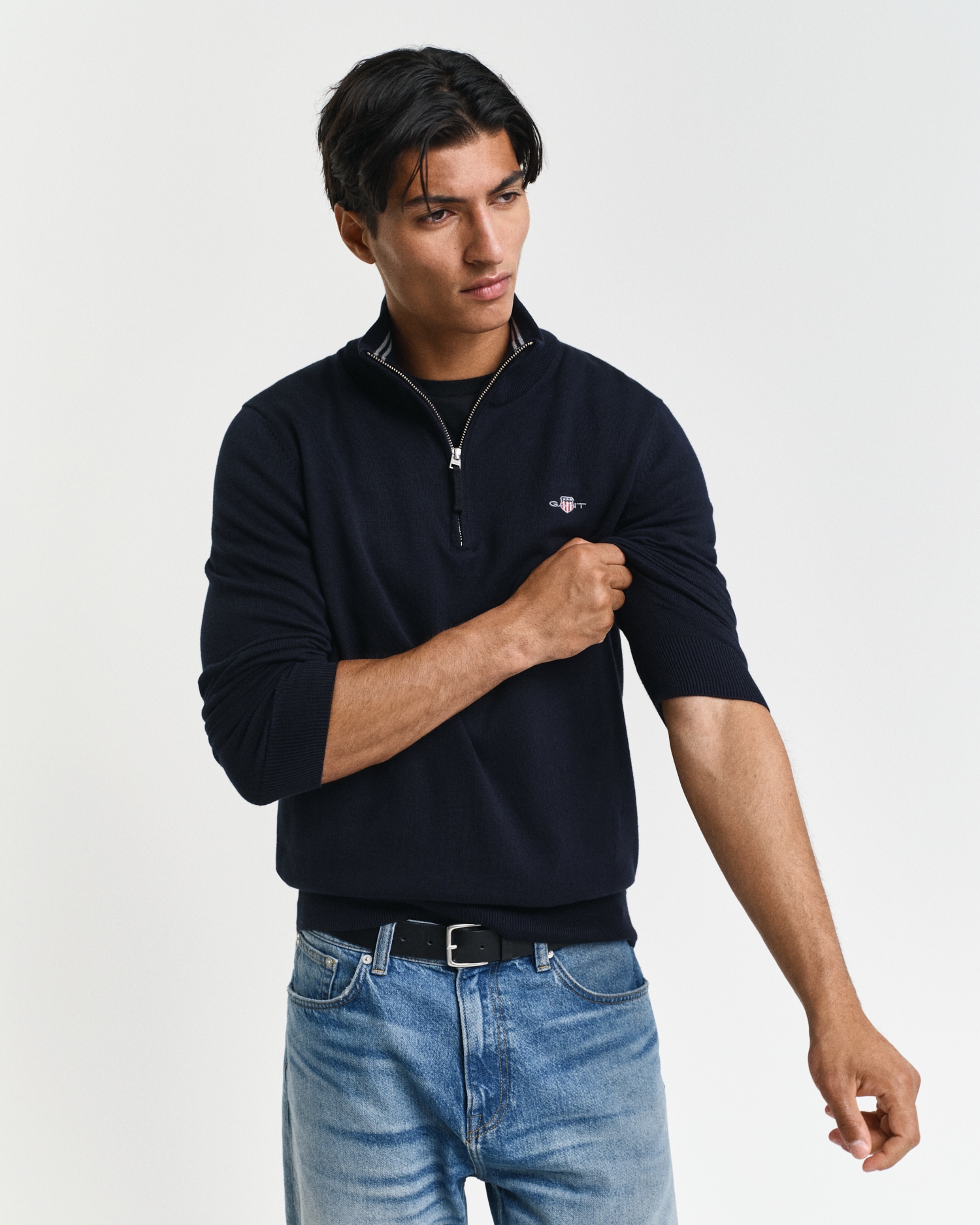 Image of Gant Troyer "CLASSIC COTTON HALF ZIP" mit gerippten Details